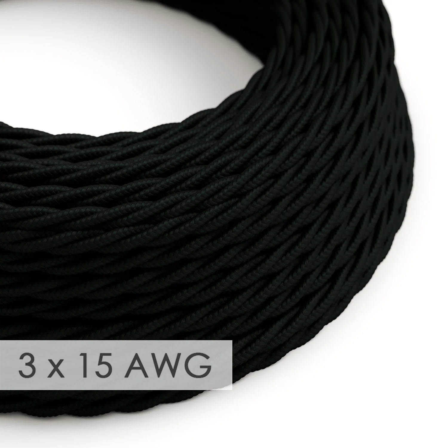 Verlängerungskabel – Schwarz gedrehtes Rayon TM04 – 15/3 AWG