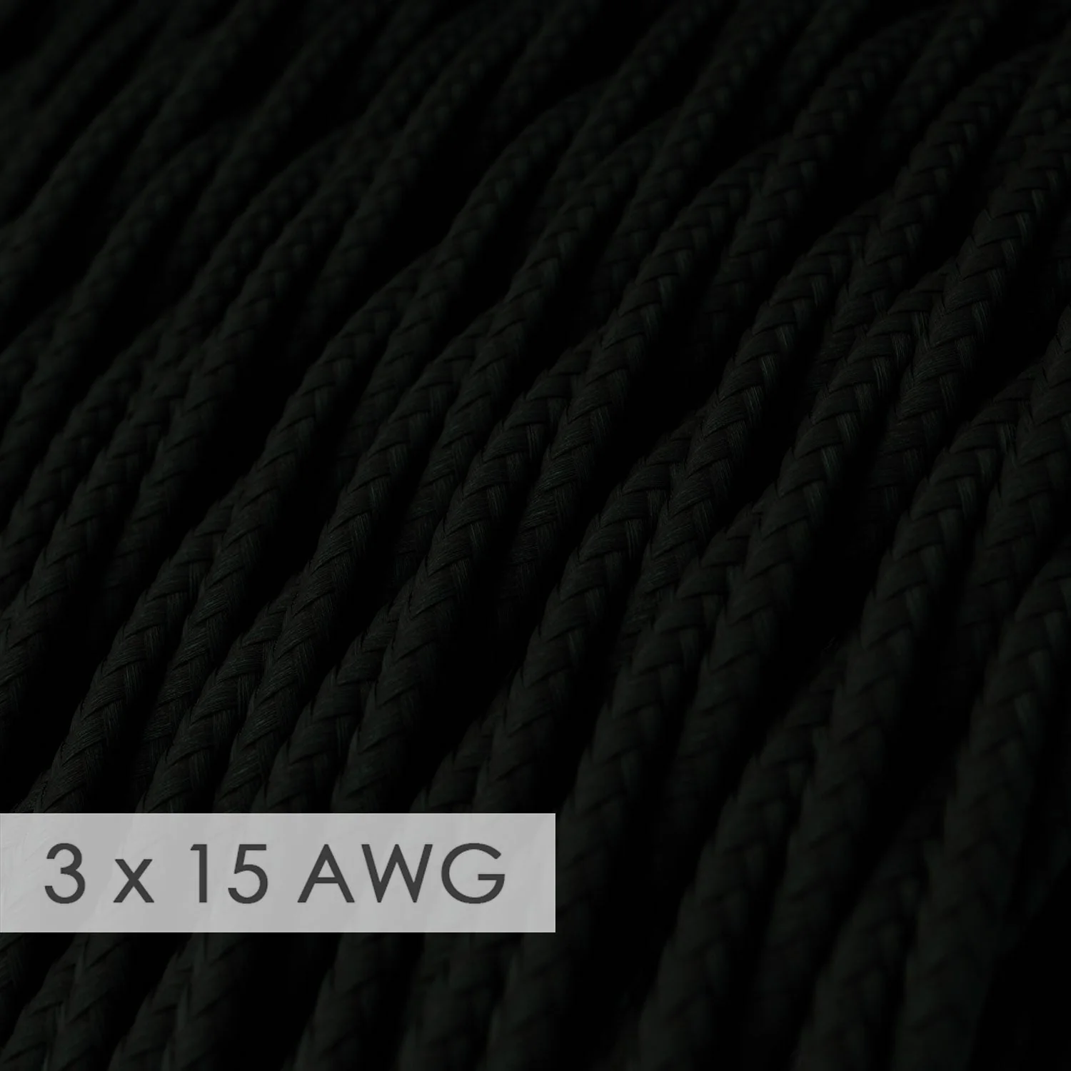 Verlängerungskabel – Schwarz gedrehtes Rayon TM04 – 15/3 AWG - Image 2