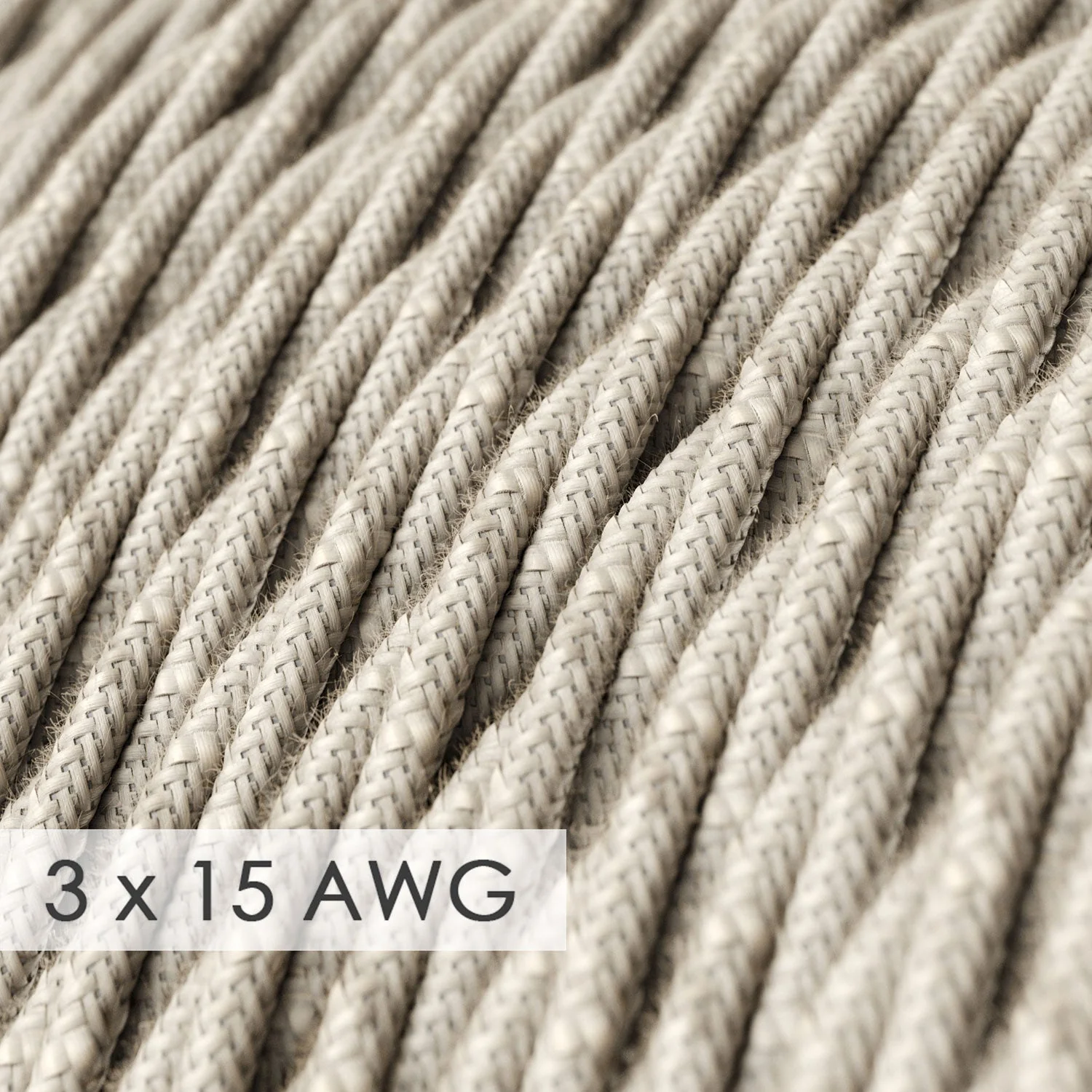 Verlängerungskabel – gedrehtes Naturleinen TN01 – 15/3 AWG - Image 2