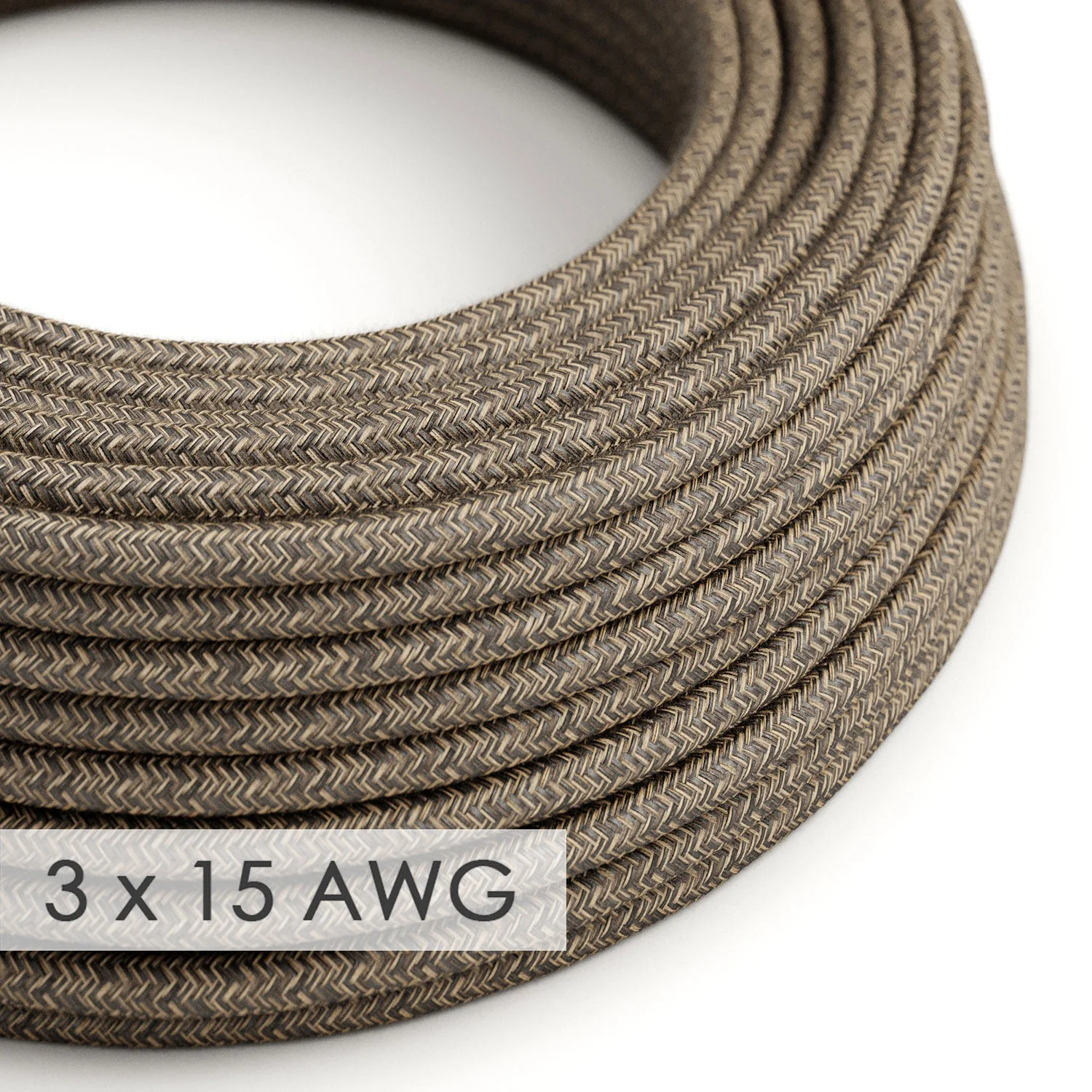 Verlängerungskabel – Rund Leinen Braun RN04 – 15/3 AWG