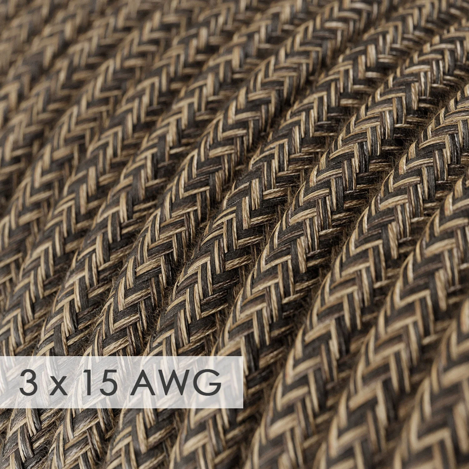 Verlängerungskabel – Rund Leinen Braun RN04 – 15/3 AWG - Image 2