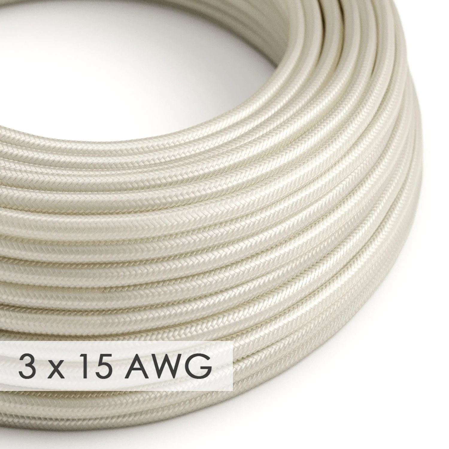 Verlängerungskabel – Rund, Elfenbein Rayon RM00 – 15/3 AWG