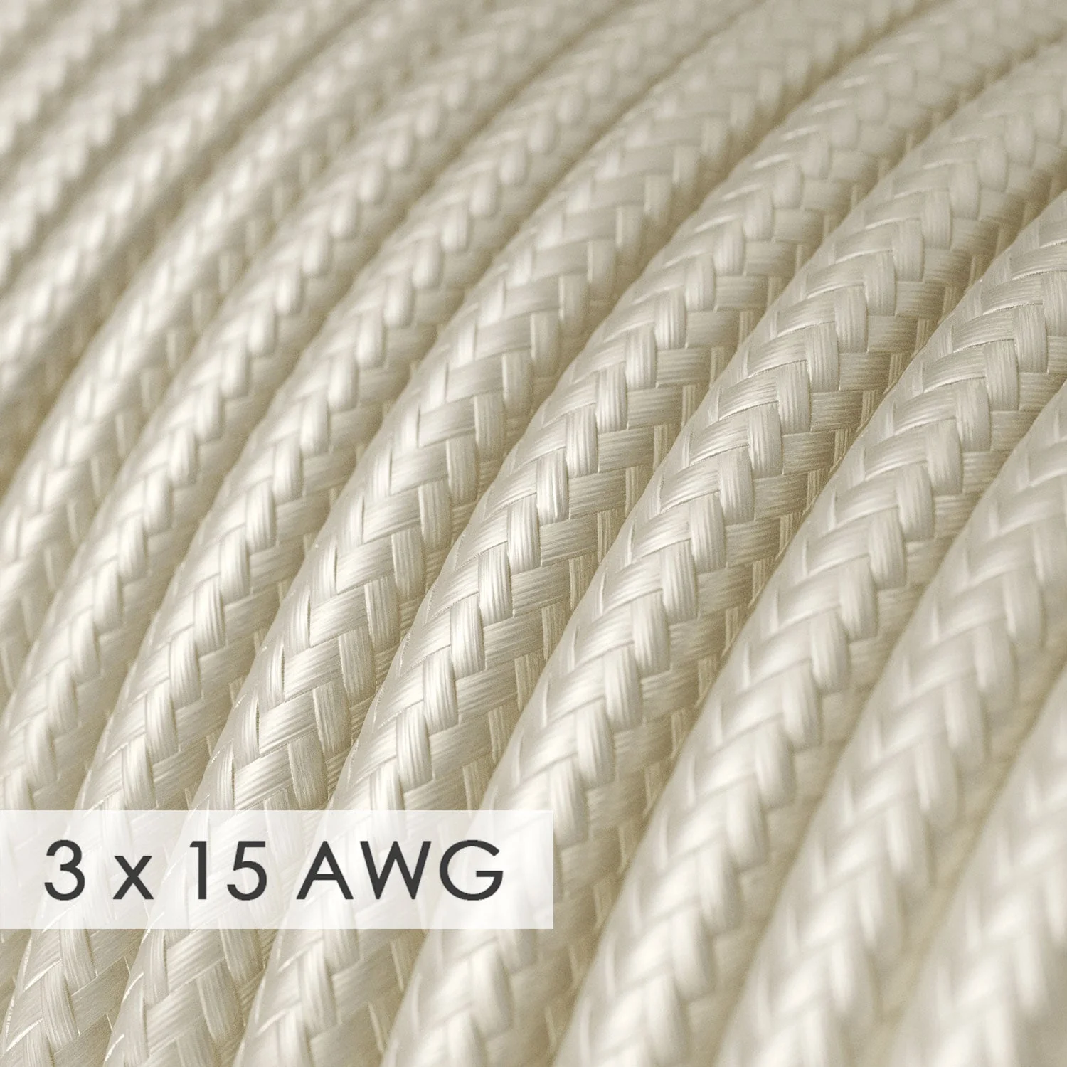 Verlängerungskabel – Rund, Elfenbein Rayon RM00 – 15/3 AWG - Image 2