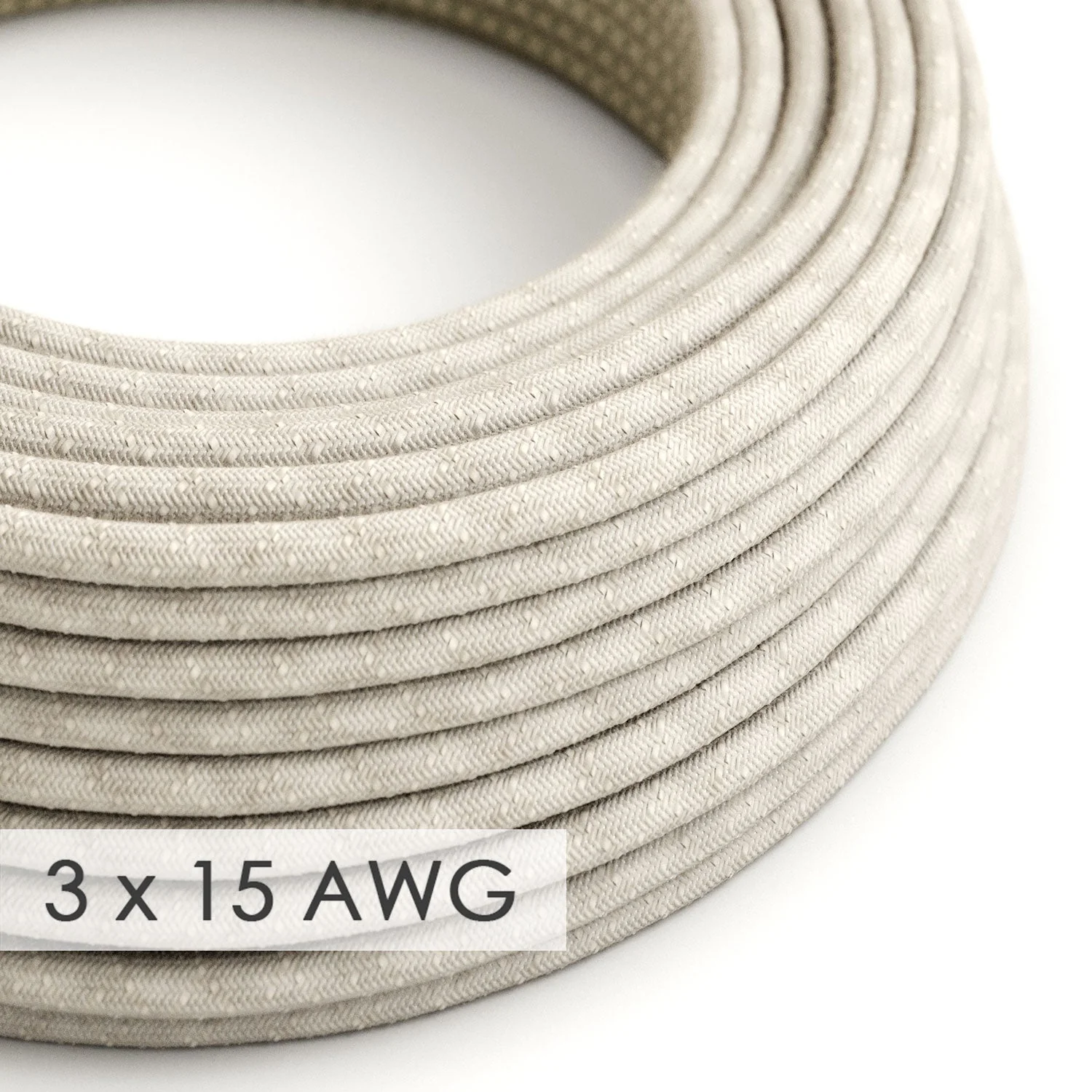 Verlängerungskabel - Rund Naturleinen RN01 - 15/3 AWG
