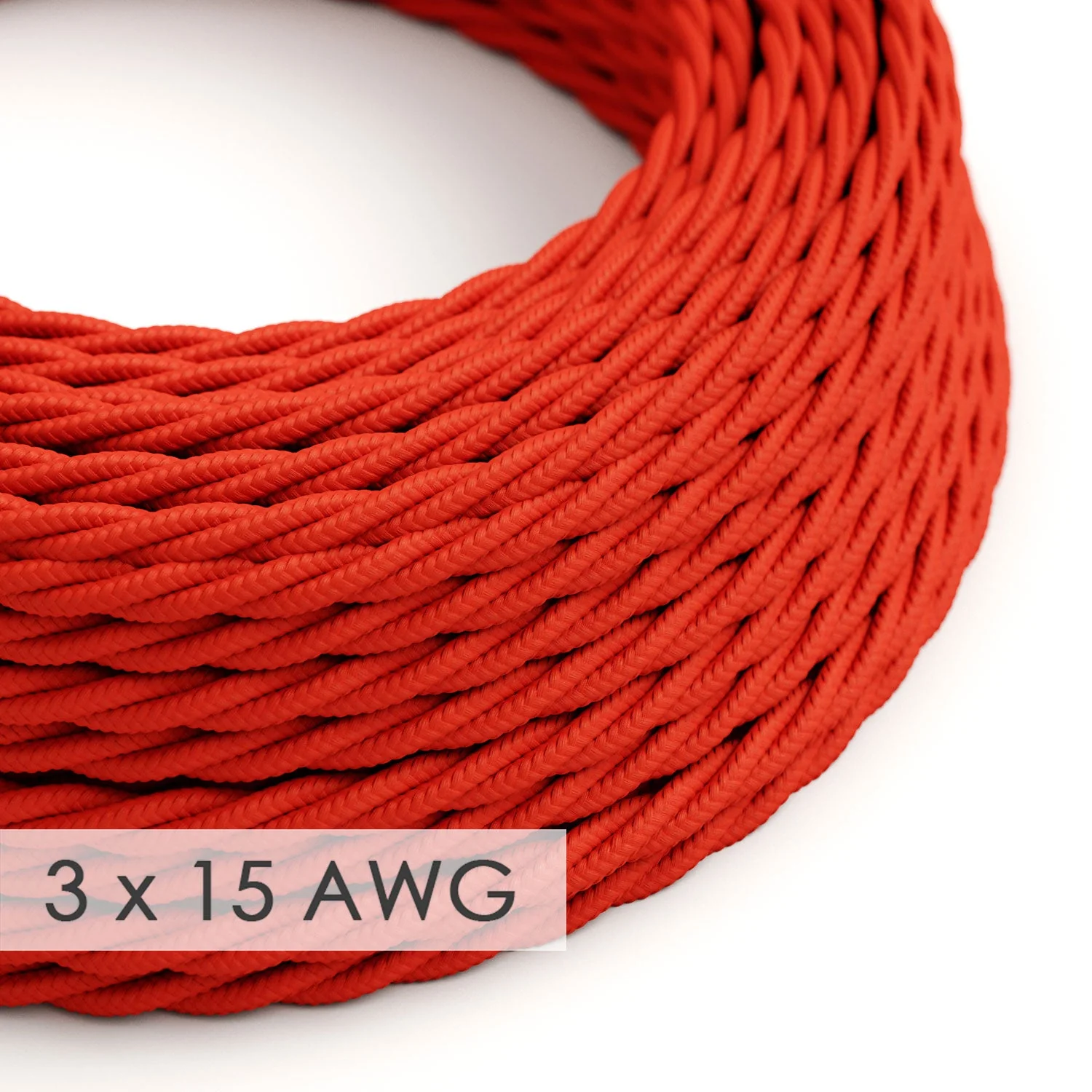 Verlängerungskabel – Verdrehter Roter Rayon TM09 – 15/3 AWG