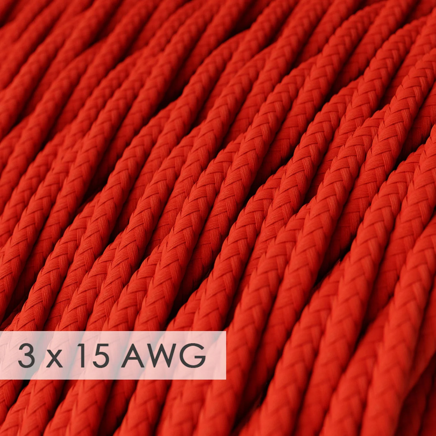 Verlängerungskabel – Verdrehter Roter Rayon TM09 – 15/3 AWG - Image 2