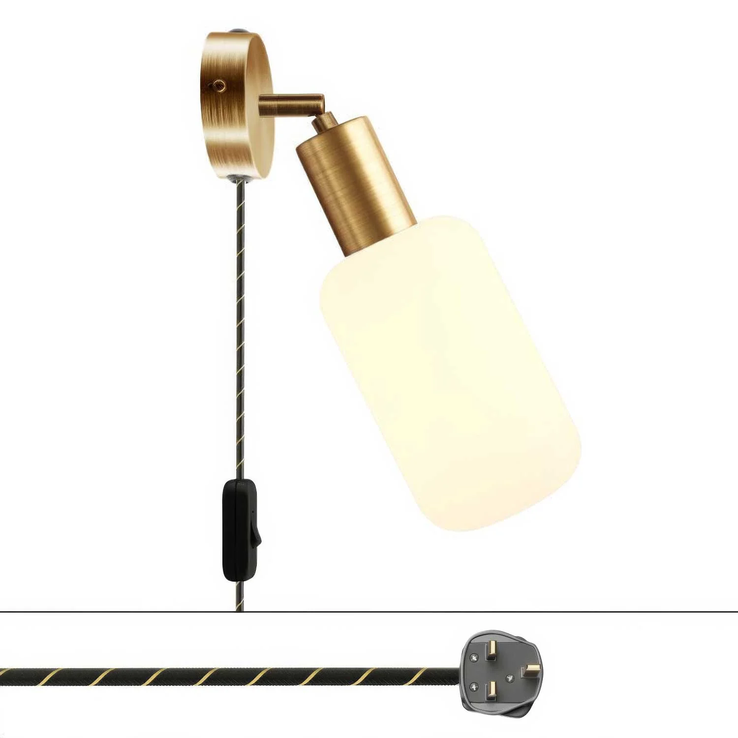 Spostaluce Gelenkstrahler aus Metall mit UK-Stecker – Bronze satiniert