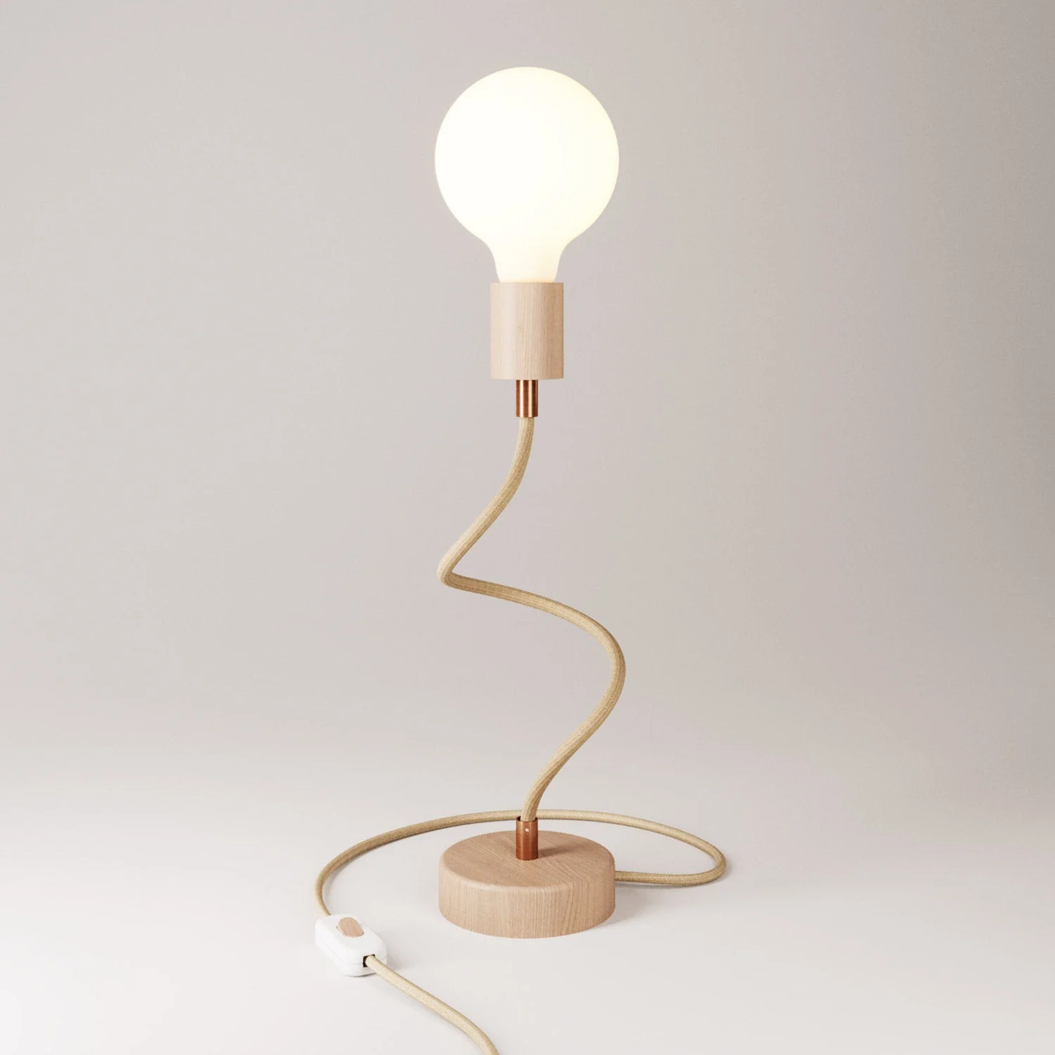 Schwenkbare Tischleuchte aus Holz mit diffusem Licht – Table Flex Wood – Natur