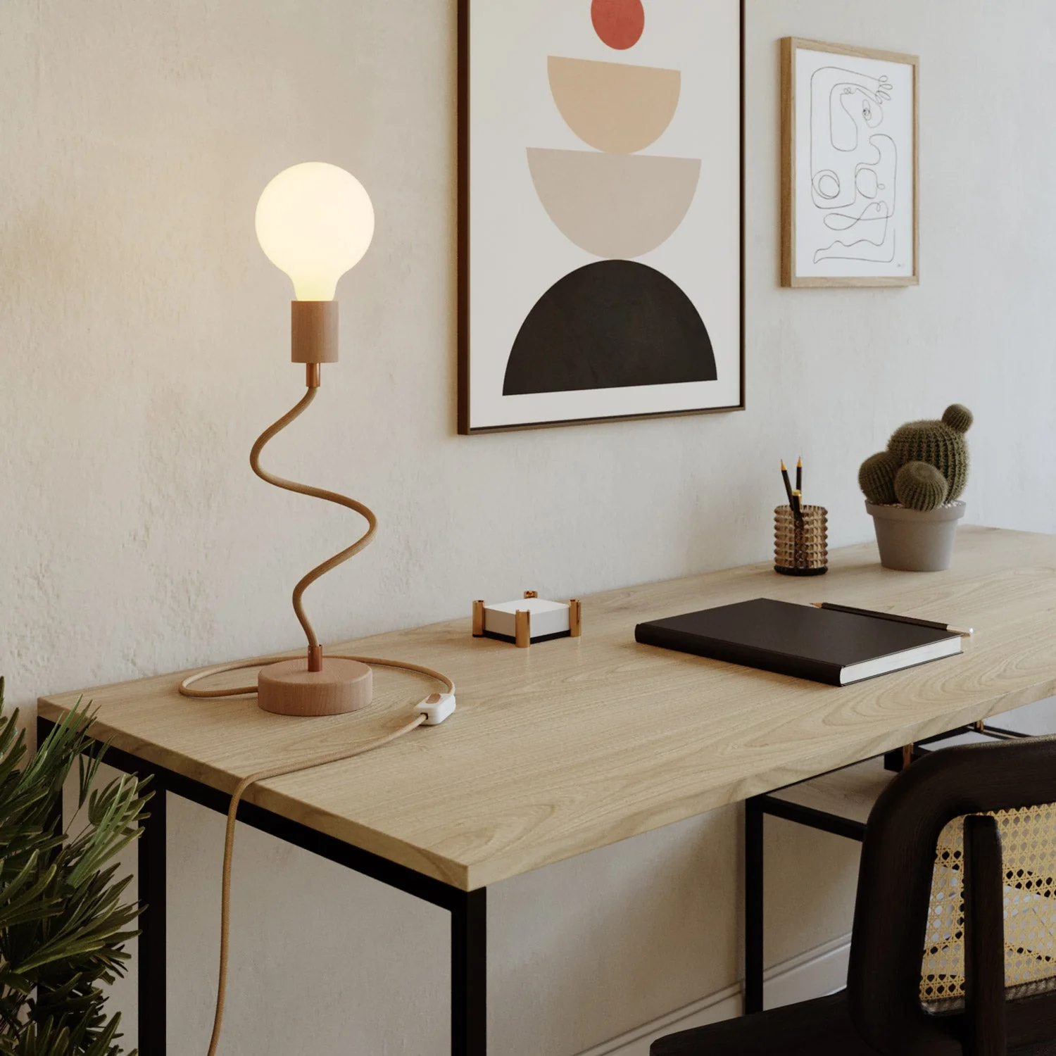 Schwenkbare Tischleuchte aus Holz mit diffusem Licht – Table Flex Wood – Natur - Image 2