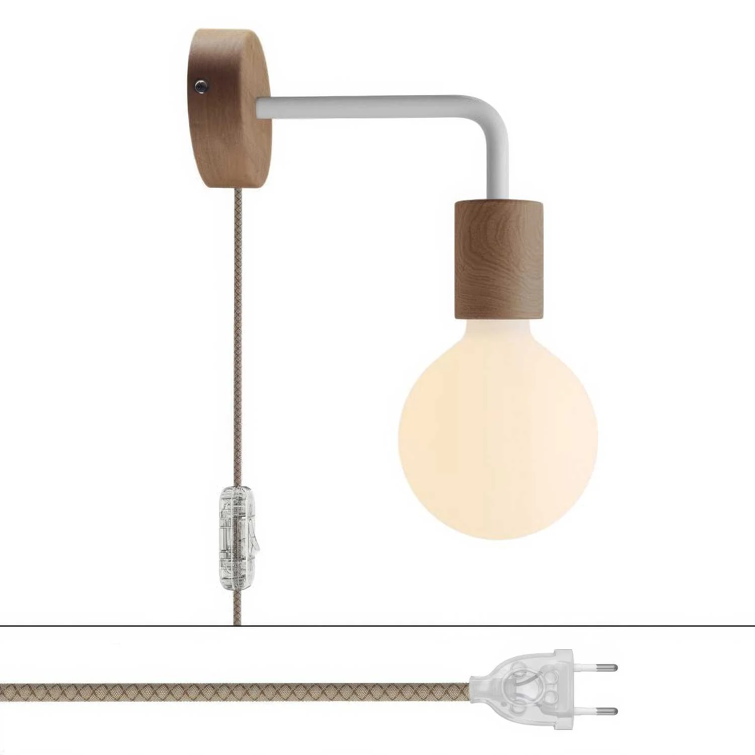 Spostaluce Lampe aus Holz mit gebogener Verlängerung – Neutral