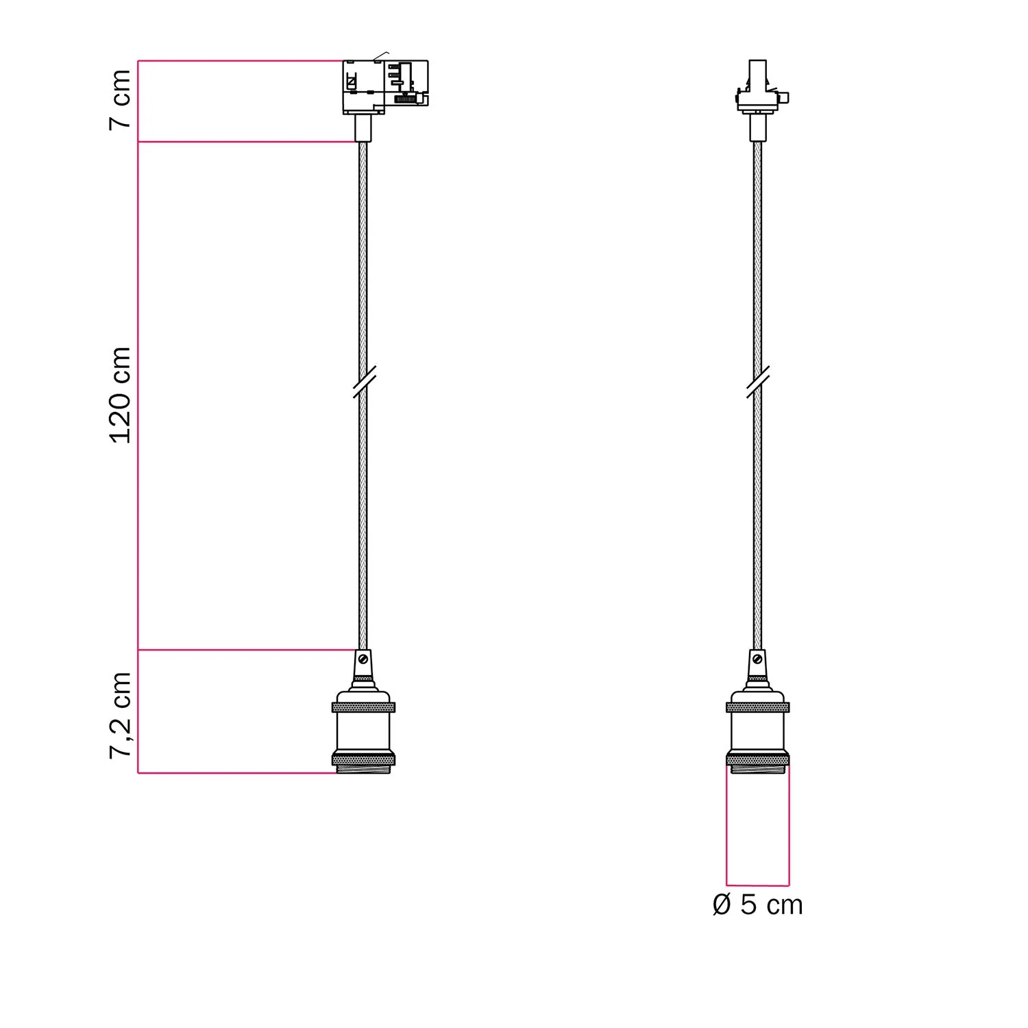Vintage-Pendelleuchte für Stromschienen mit geflochtenem Kabel – Satinbronze - Image 6
