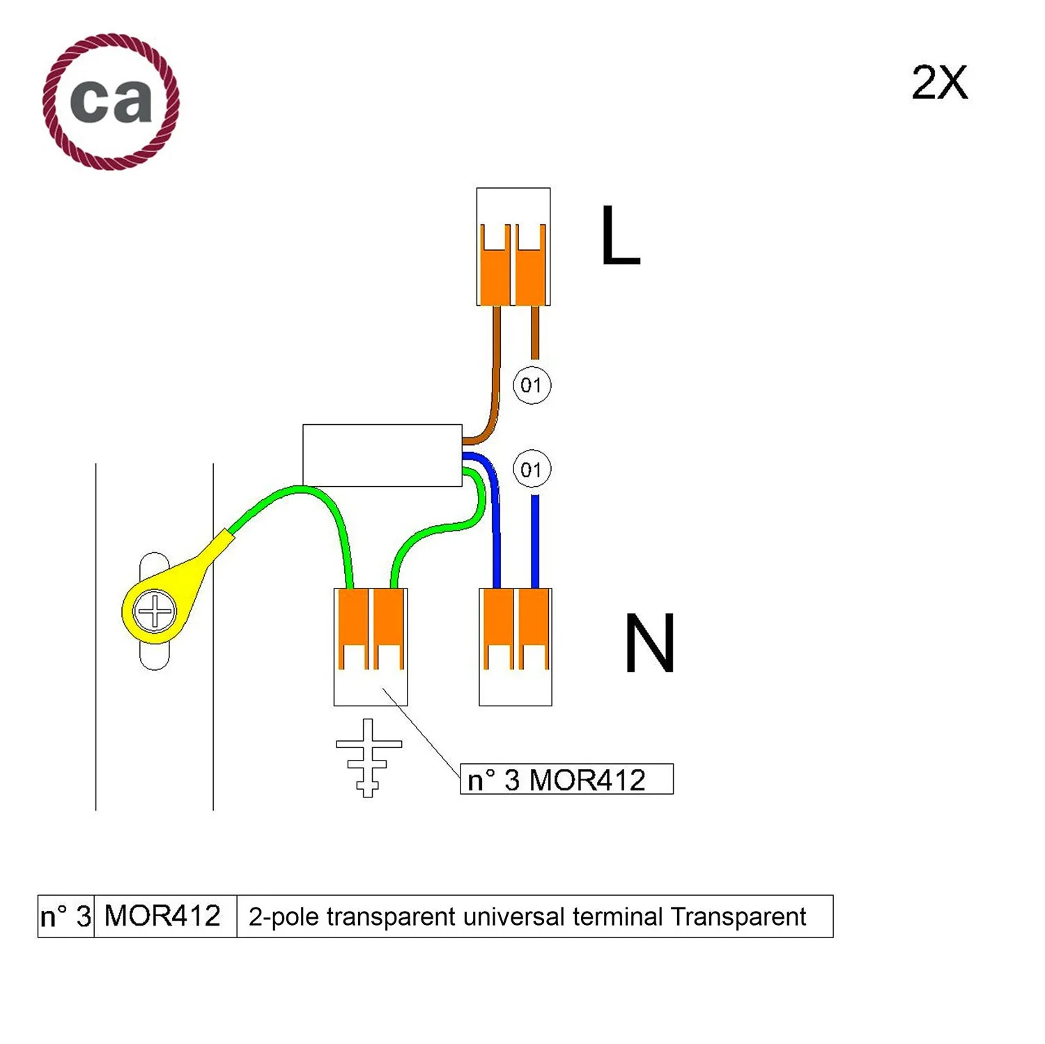 WAGO-Verbindungskit kompatibel mit 2x-Kabel für Baldachin mit 1 Öffnung - Image 2