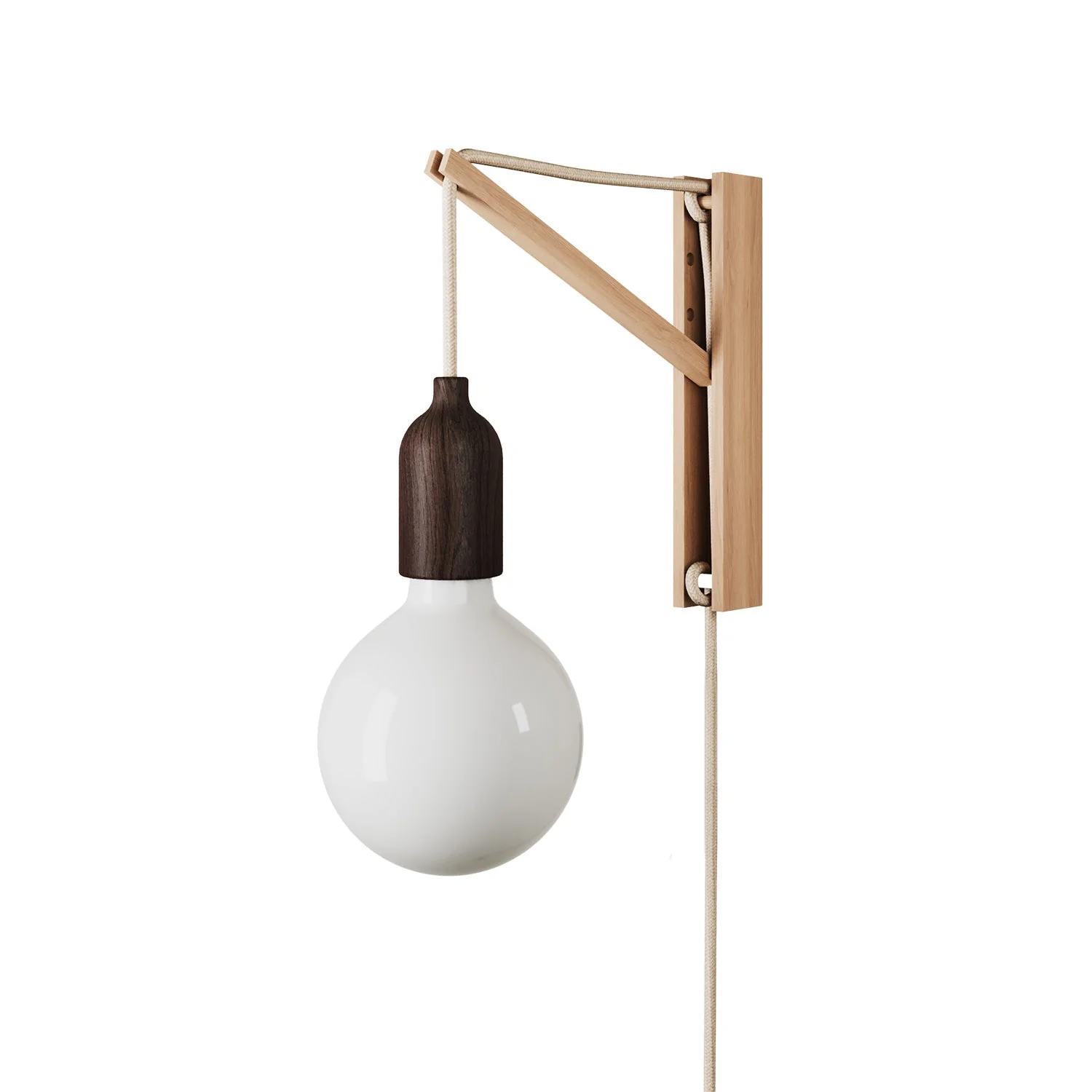 Wandleuchte aus Holz mit Zweipolstecker – Wengé-Effekt