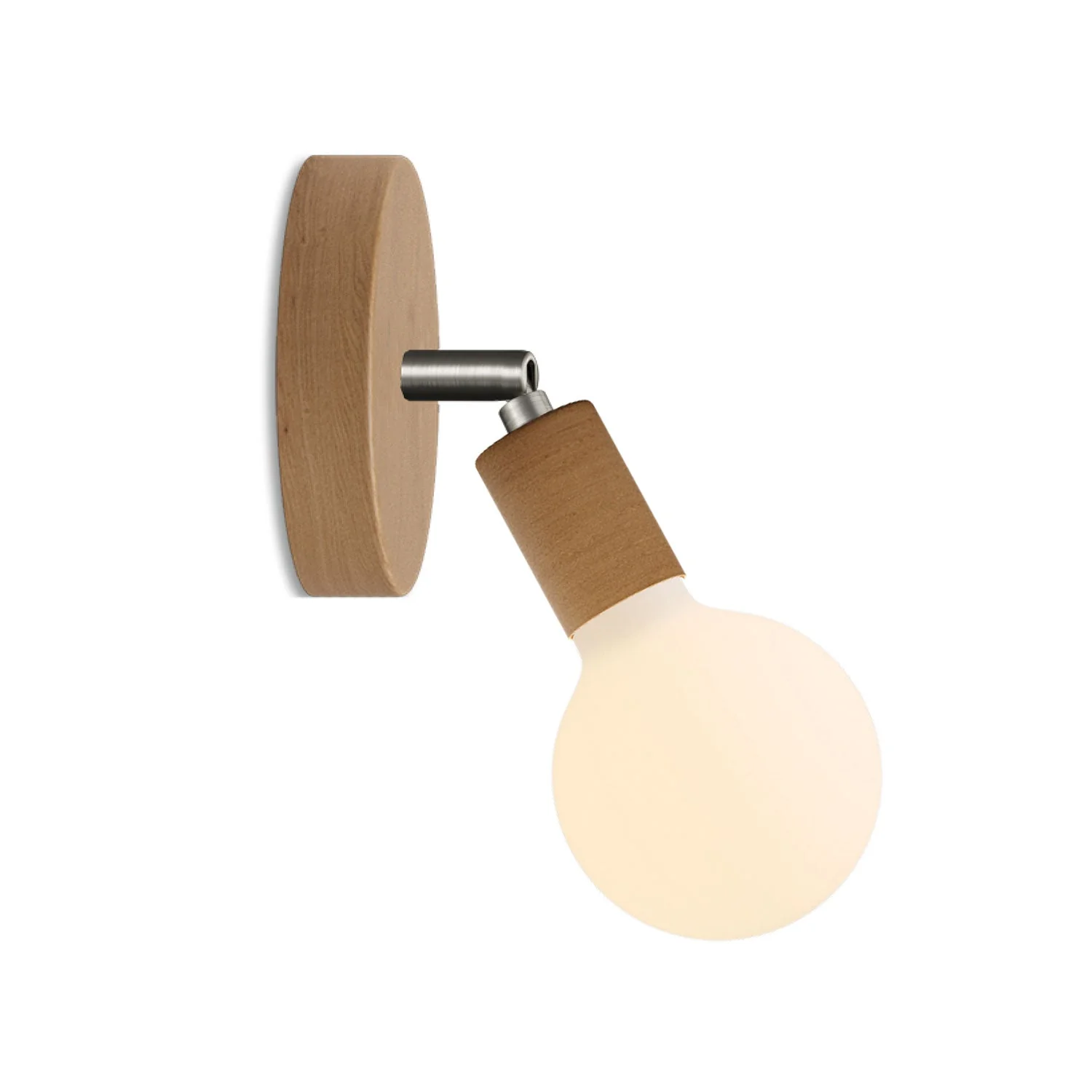 Fermaluce Snodo Leuchte aus Holz mit Porzellanglobus-Lampe – Neutral