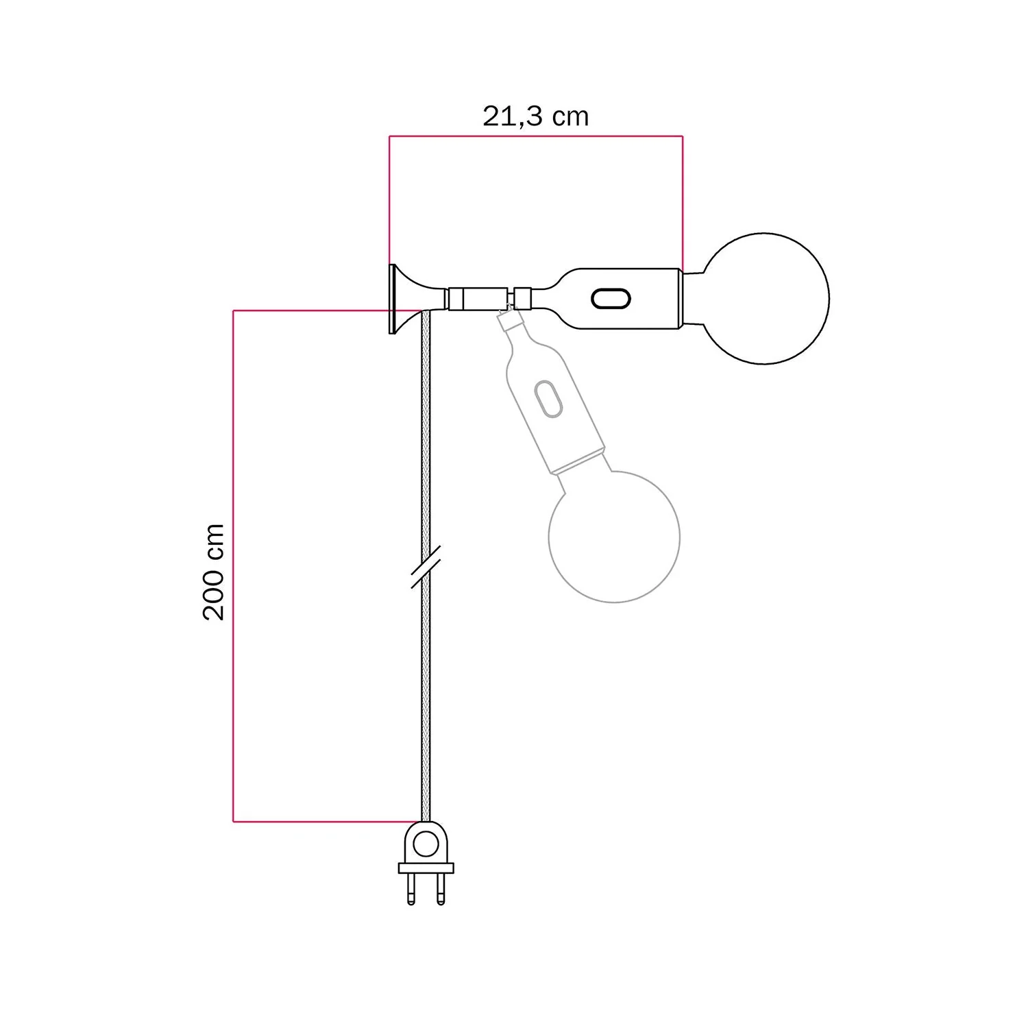 MAG-Y Wandleuchte mit Gelenk und Lampenfassung aus Silikon mit Schalter - Petrol - Image 4