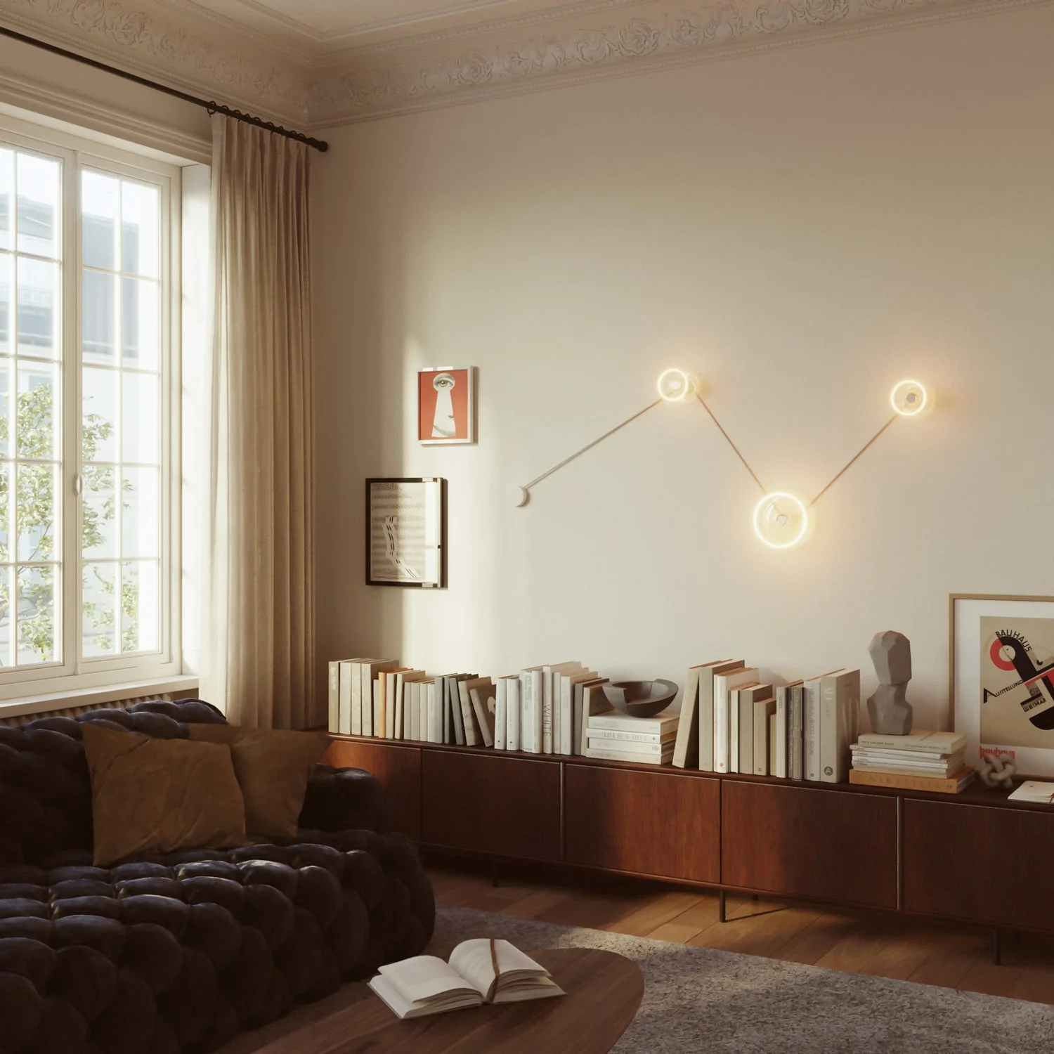 Wandleuchte Spostaluce mit 3 Ghost-Glühbirnen und weißem Kabel - Image 2