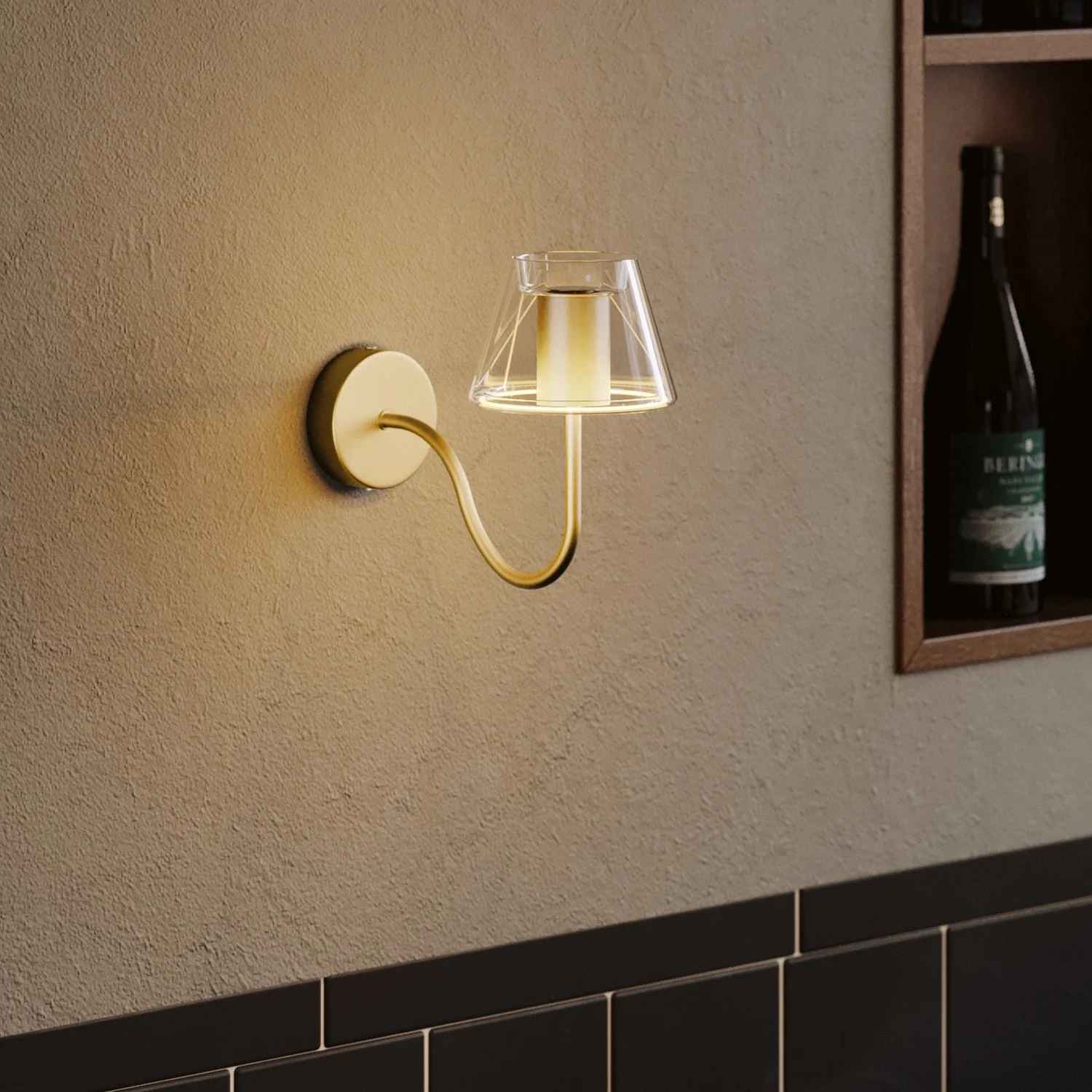 Wandleuchte Fermaluce G07 mit S-Ausleger – Satinbronze - Image 2