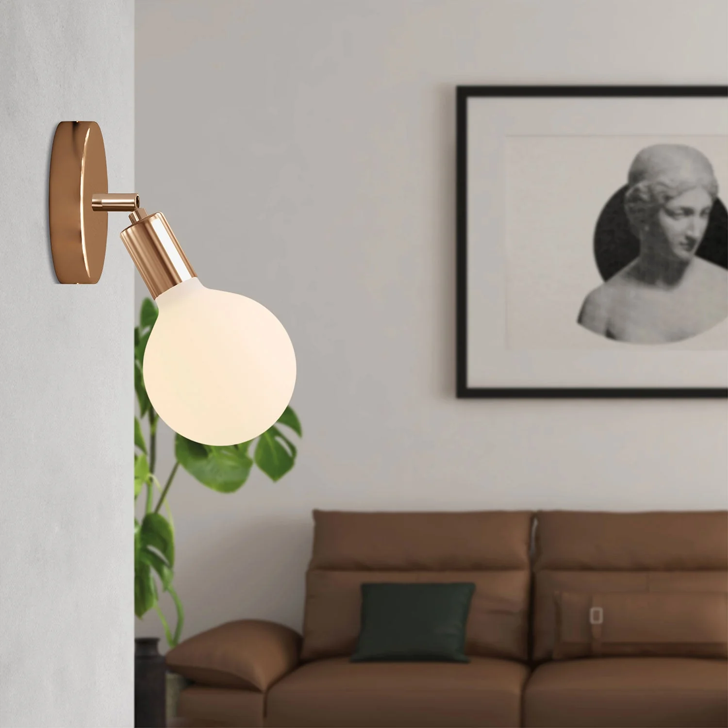Fermaluce Snodo Leuchte aus Metall mit Globo Porzellan-Lampe – Kupfer - Image 2