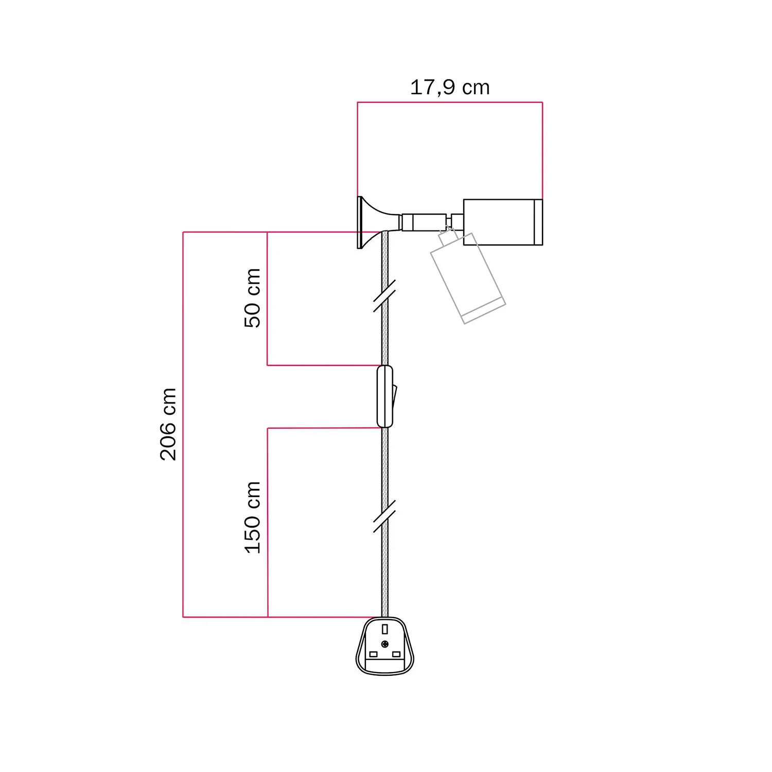 MAG-Y Wandleuchte mit Gelenk, Spotlicht und UK-Stecker – Satiniert Bronze - Image 6