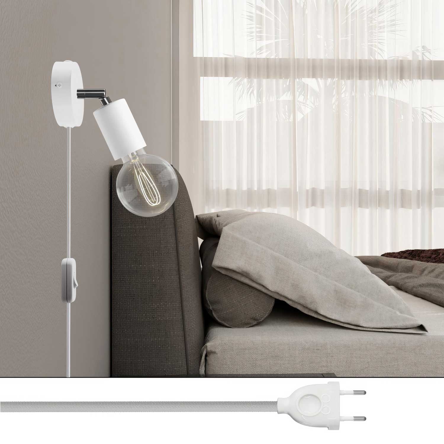 Spotlicht Wandleuchte mit beweglichem Gelenk aus Metall – Weiß - Image 2