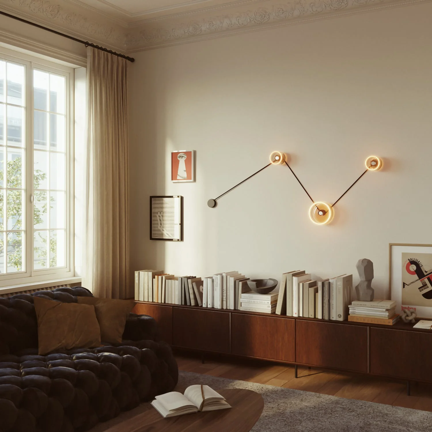 Wandleuchte Spostaluce mit 3 Ghost-Leuchtmitteln und schwarzem Kabel - Image 2