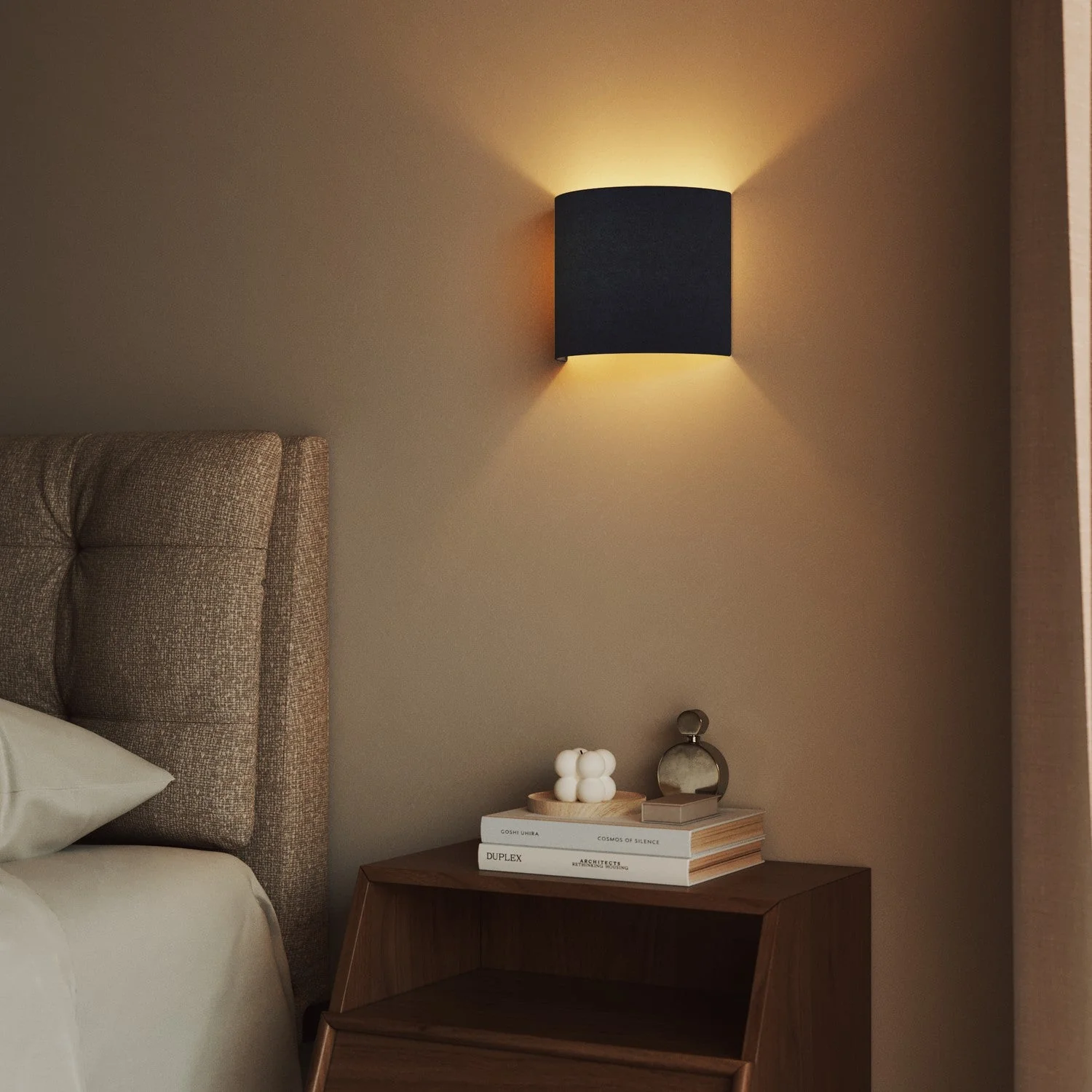 Wandleuchte Ventola mit Stoffschirm – Made in Italy – Wolle Blau - Image 2