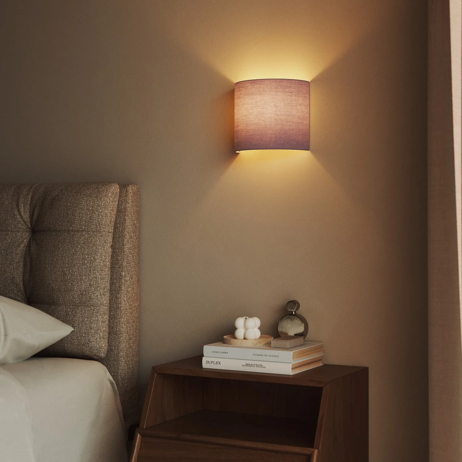 Wandleuchte Ventola mit Lampenschirm in lilafarbenem Teletto-Stoff – Made in Italy - Image 2