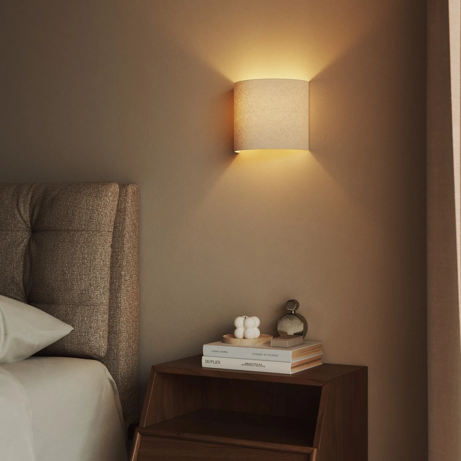Wandleuchte Ventola mit Lampenschirm aus Stoff – Made in Italy – Wolle Sand - Image 2