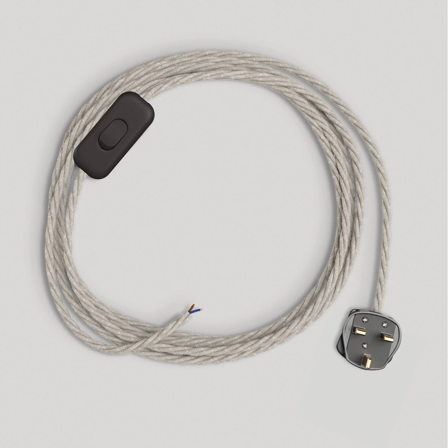 Verkabelung für Lampe mit 1,80 m weißem, geflochtenem Kabel und UK-Stecker