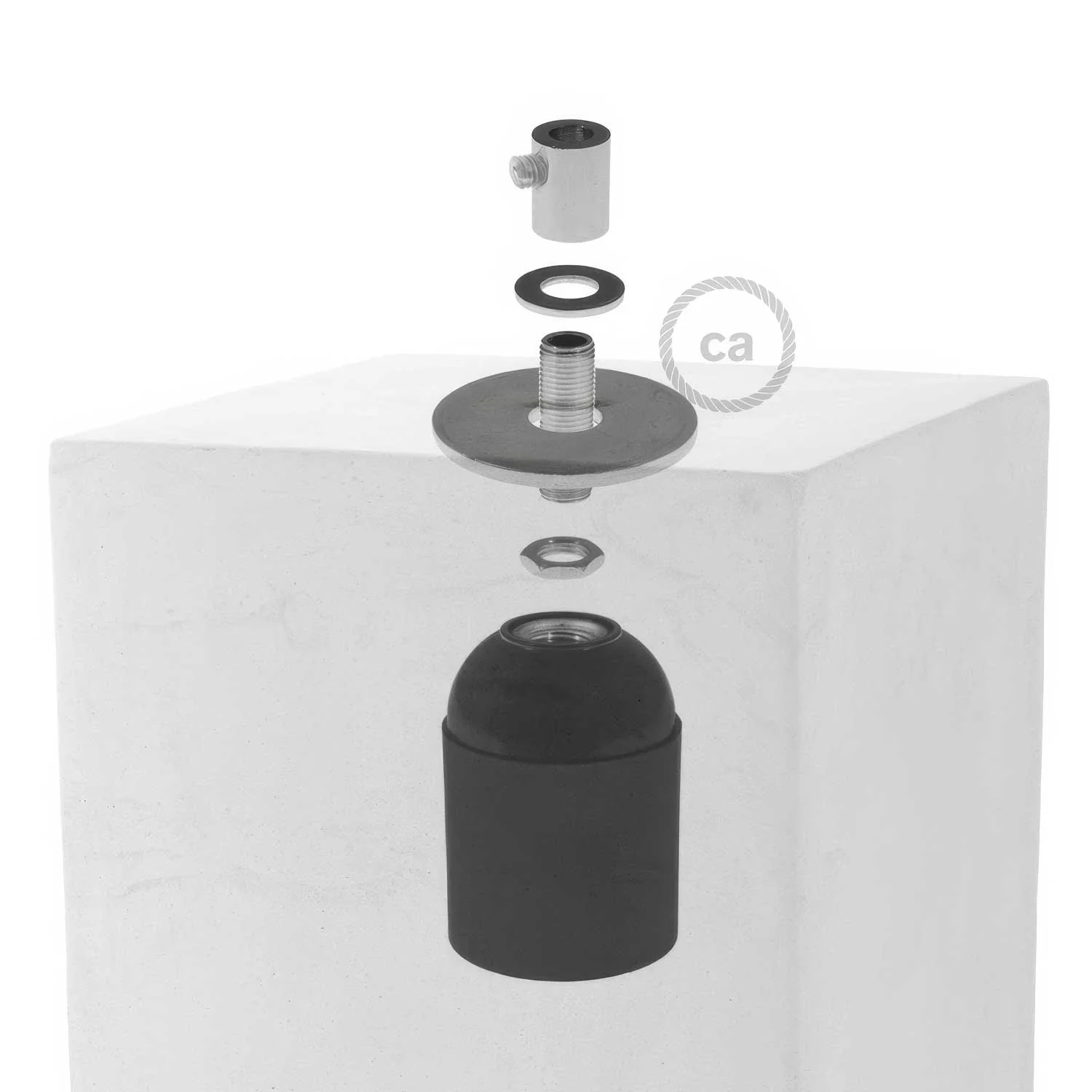 Cube-Betonlampenschirm für Pendelleuchten, mit Kabelverschraubung und E26-Fassung – Dunkelbeton - Image 4