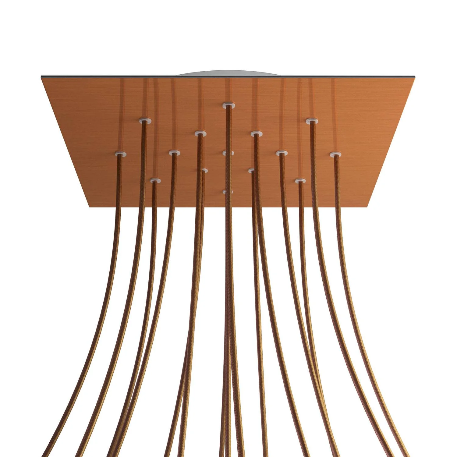 XXL Lampenbaldachin Rose-One quadratisch, 400 mm mit 15 Löchern und 4 seitlichen Löchern - Dibond Satin-Kupfer