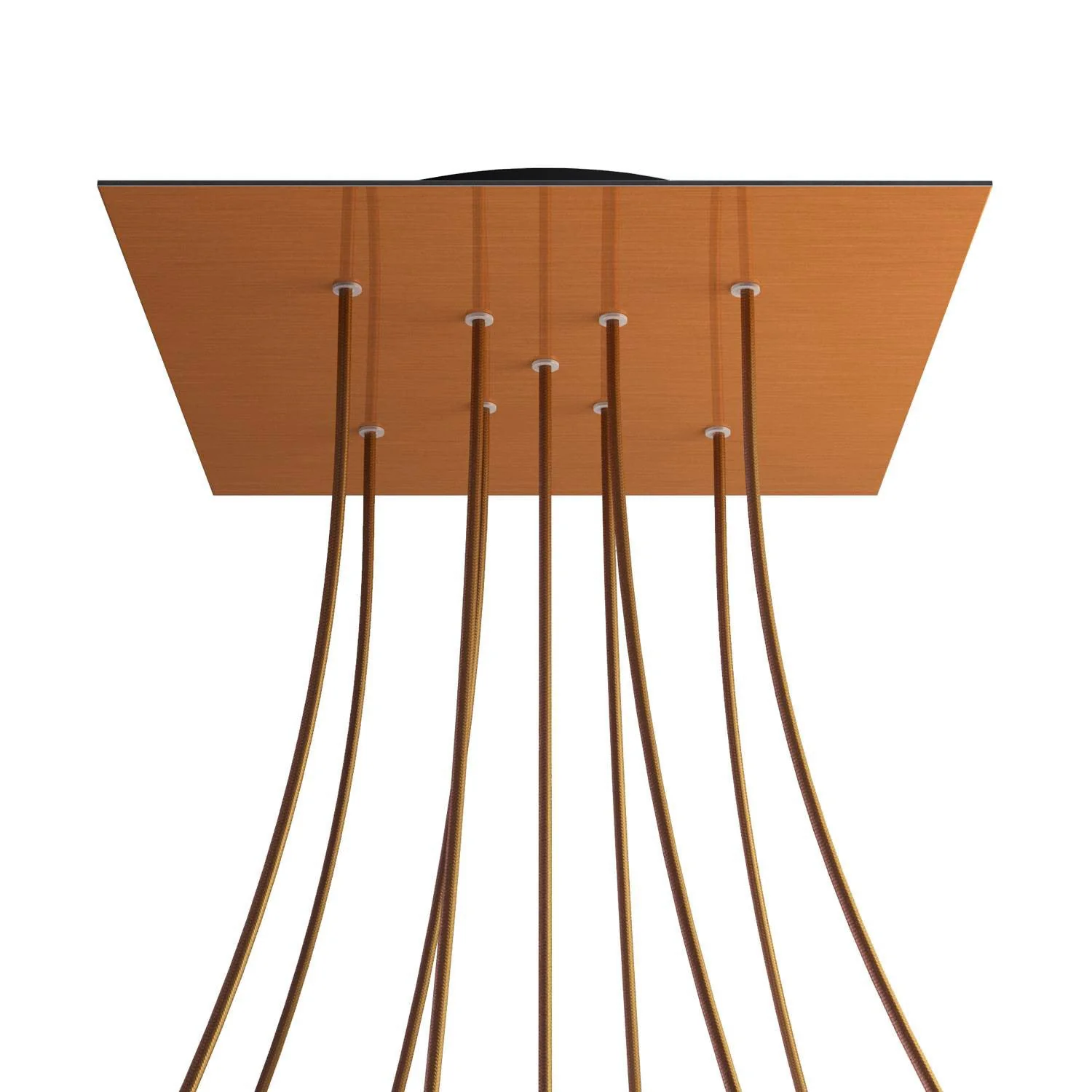 Lampenbaldachin XXL Rose-One quadratisch, 400 mm mit 9 X-Löchern und 4 seitlichen Löchern - Dibond satiniertes Kupfer - Image 8