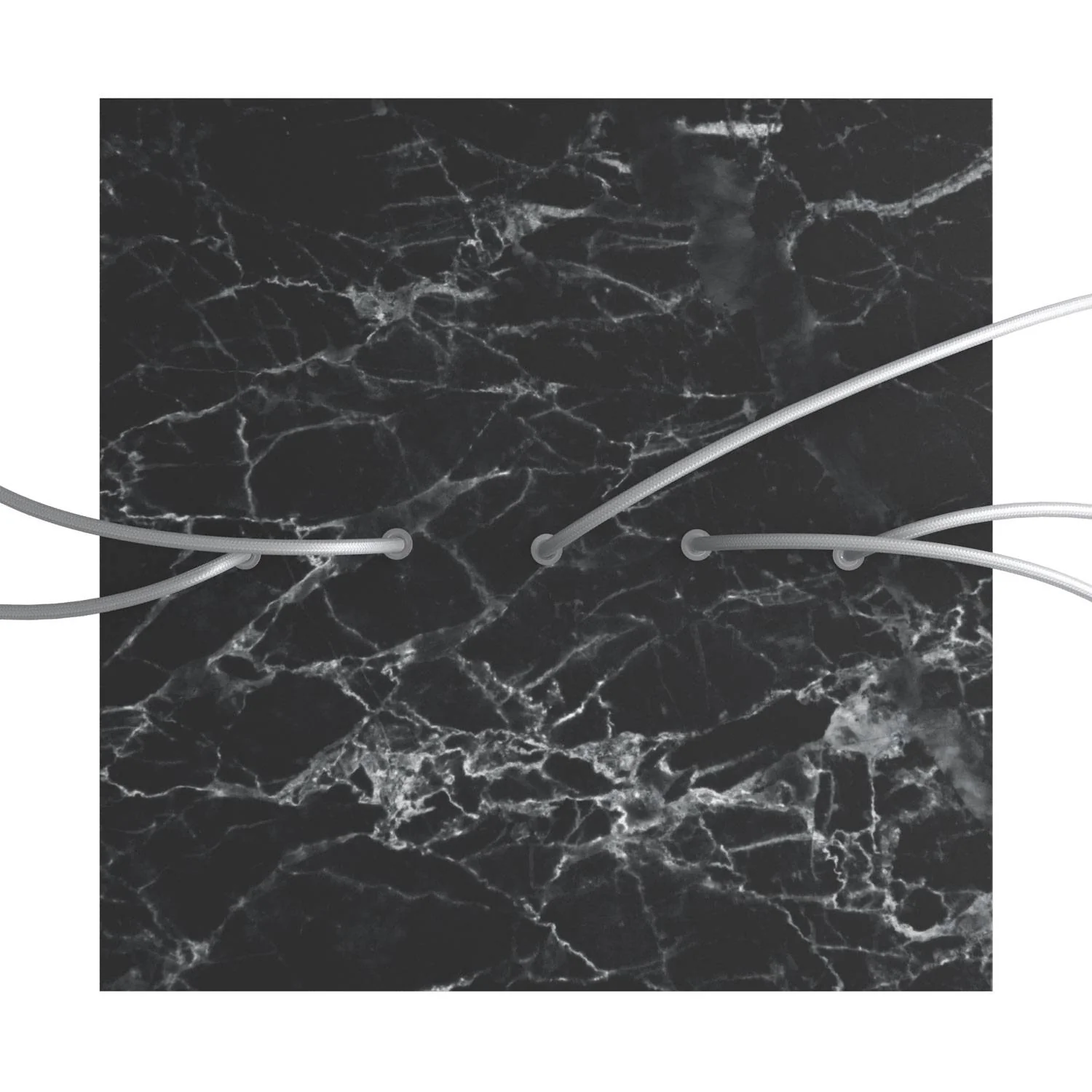 Deckenbaldachin XXL Rose-One Quadrat, 400 mm mit 5 Löchern in Linie und 4 seitlichen Löchern – Marquina-Marmor - Image 2