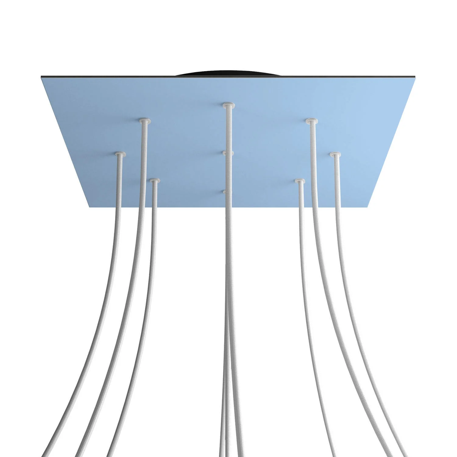 Lampenbaldachin XXL Rose-One quadratisch, 400 mm mit 9 Bohrungen und 4 seitlichen Bohrungen – Zuckerpapierblau - Image 8