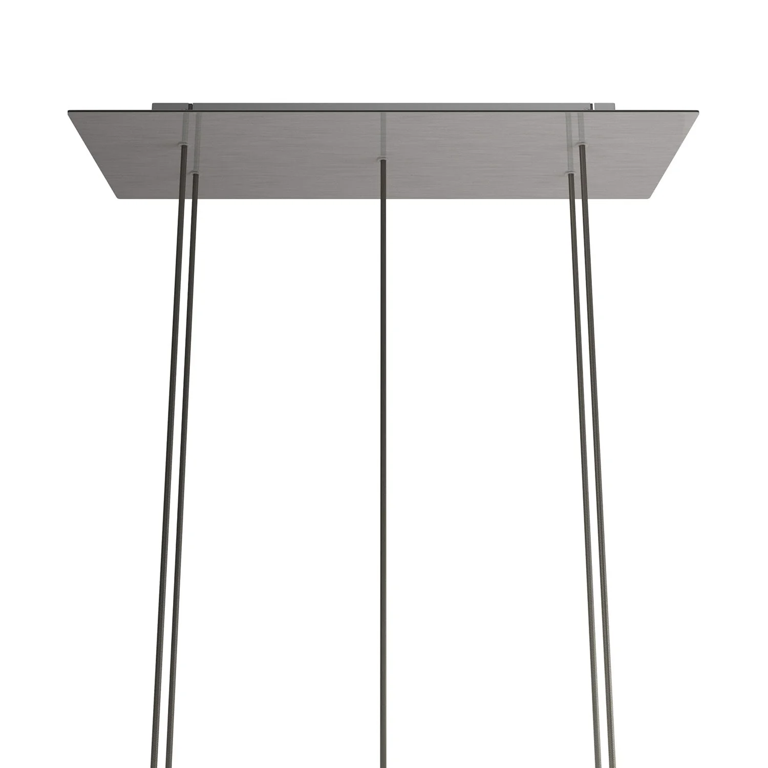 XXL-Deckenbaldachin Rose-One rechteckig mit 5 Löchern und 6 seitlichen Löchern, Maße 675 x 225 mm  - Dibond Edelstahl satiniert