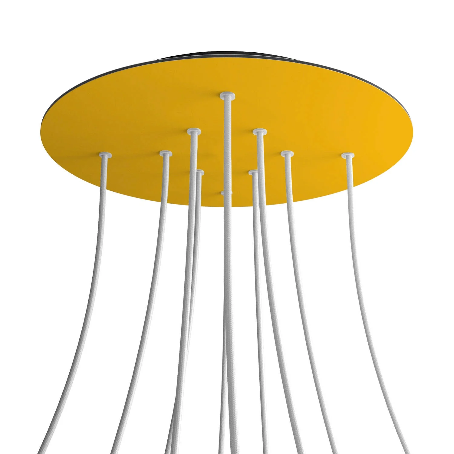 Lampenbaldachin XXL Rose-One rund, Durchmesser 400 mm mit 10 Löchern und 4 seitlichen Löchern – Senfgelb - Image 8