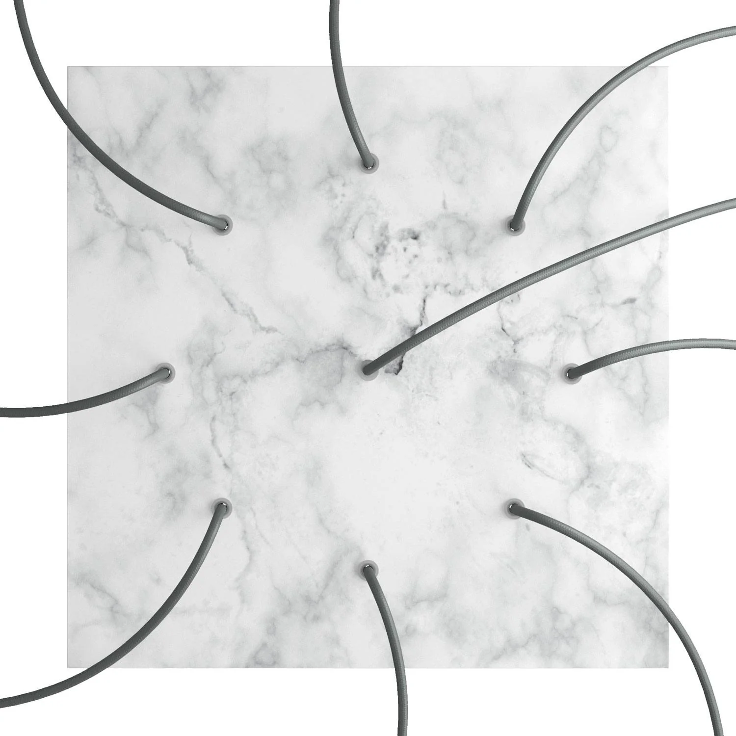 Lampenbaldachin XXL Rose-One quadratisch, 400 mm mit 9 Löchern und 4 seitlichen Löchern - Carrara-Marmor - Image 2