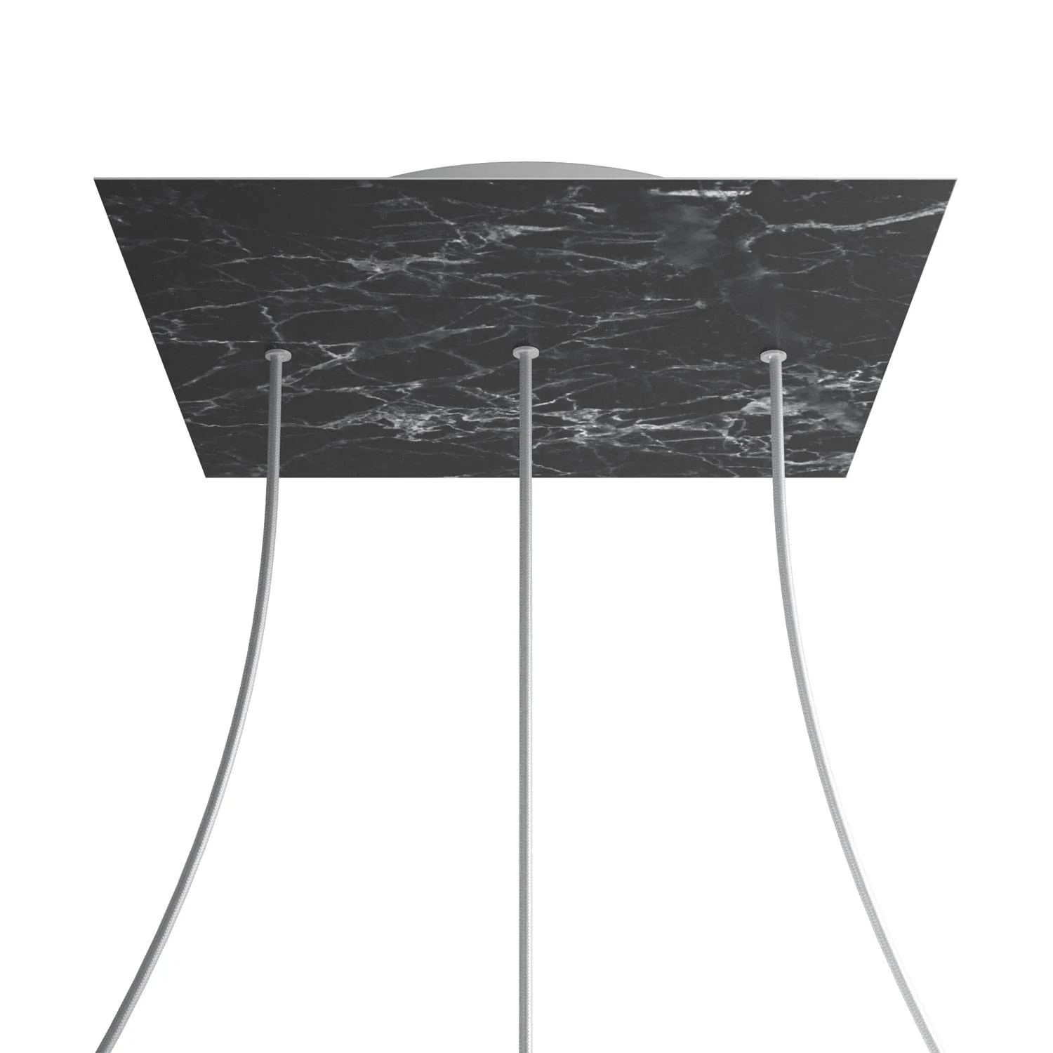Rosone XXL Rose-One quadratisch, 400 mm mit 3 Löchern in Reihe und 4 seitlichen Löchern – Marmor Marquina