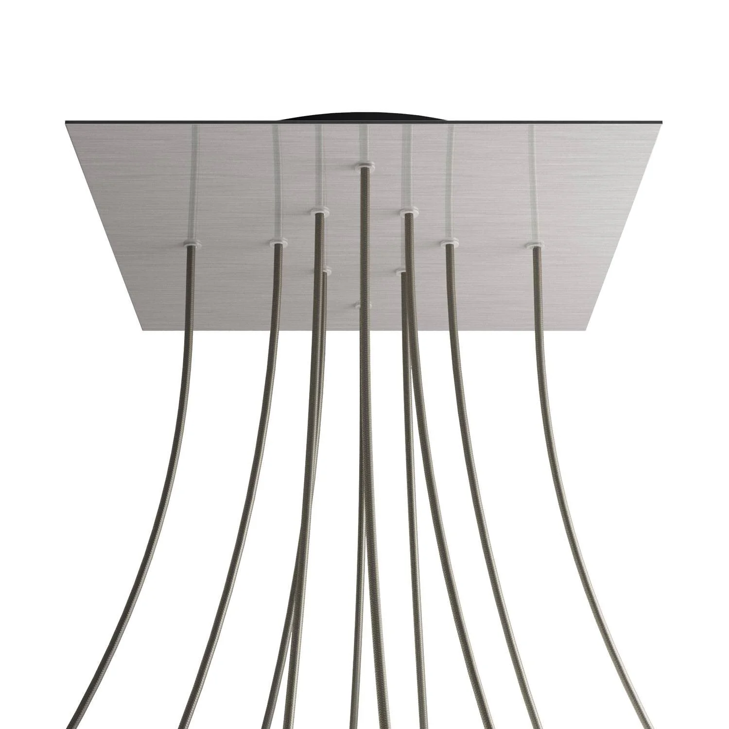 Lampenbaldachin XXL Rose-One quadratisch, 400 mm mit 10 Löchern und 4 seitlichen Löchern – Dibond Edelstahl satiniert - Image 8