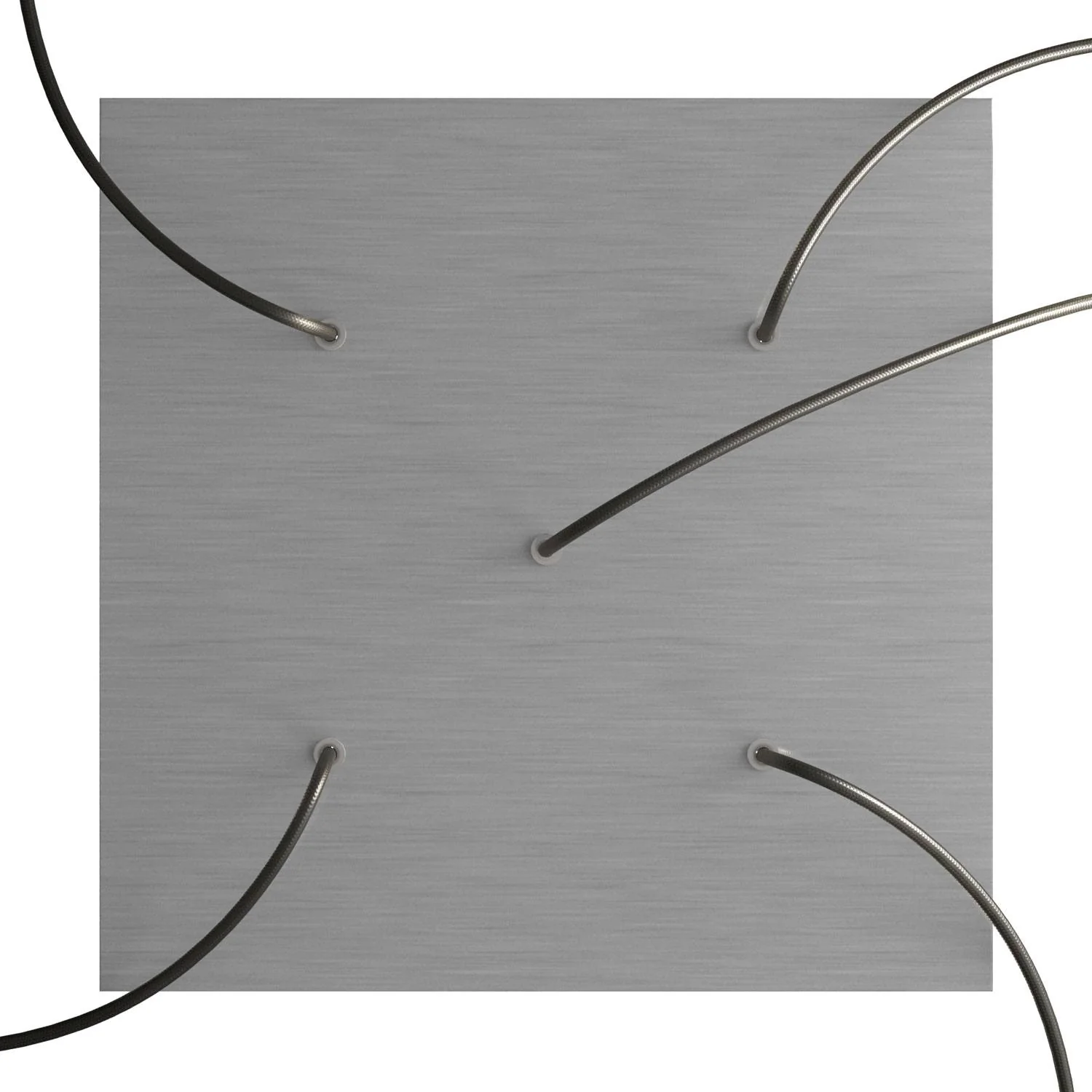 XXL Baldachin Rose-One quadratisch, 400 mm mit 5 Bohrungen und 4 seitlichen Bohrungen – Dibond satiniertem Stahl - Image 2