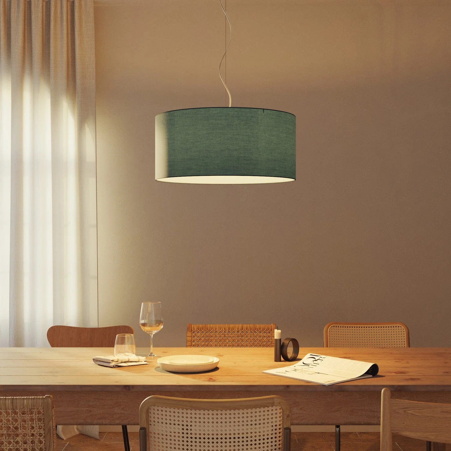 XXL-Zylinder-Lampenschirm aus Stoff mit E27-Fassung – Made in Italy – Teletta Hellblau - Image 2