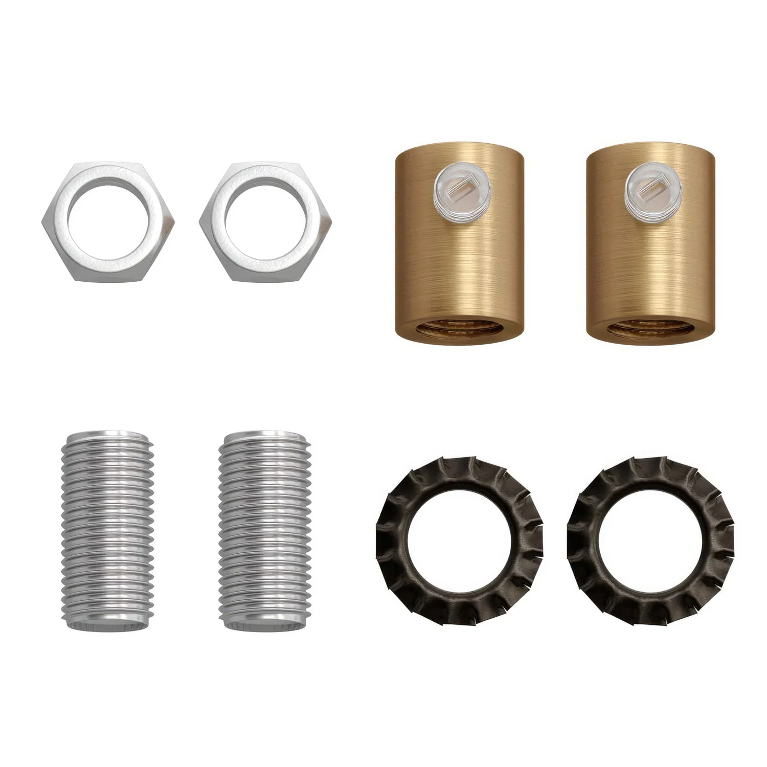 Zylindrische Zugentlastung aus satiniertem Bronze-Metall, komplett mit Stange, Mutter und Unterlegscheibe - Image 4