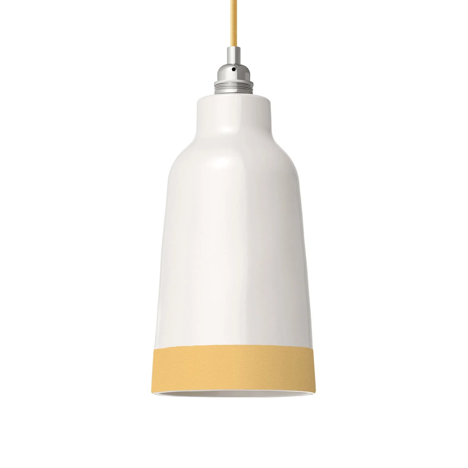 Flaschenschirm zweifarbig aus Keramik, Weiß und Gelb, Kollektion Materia - Made in Italy