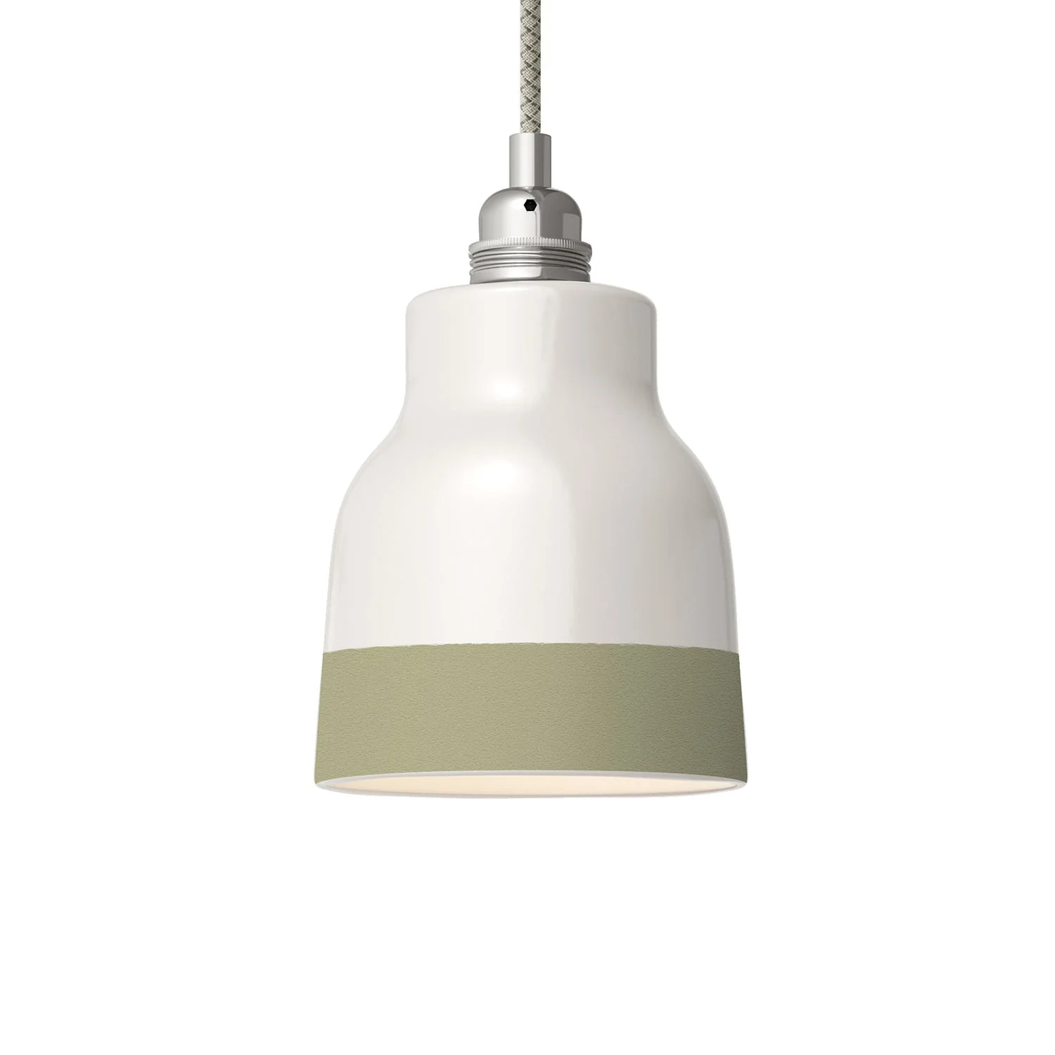 Schirm Vaso bicolor aus Keramik Weiß und Salbeigrün, Kollektion Materia – Made in Italy