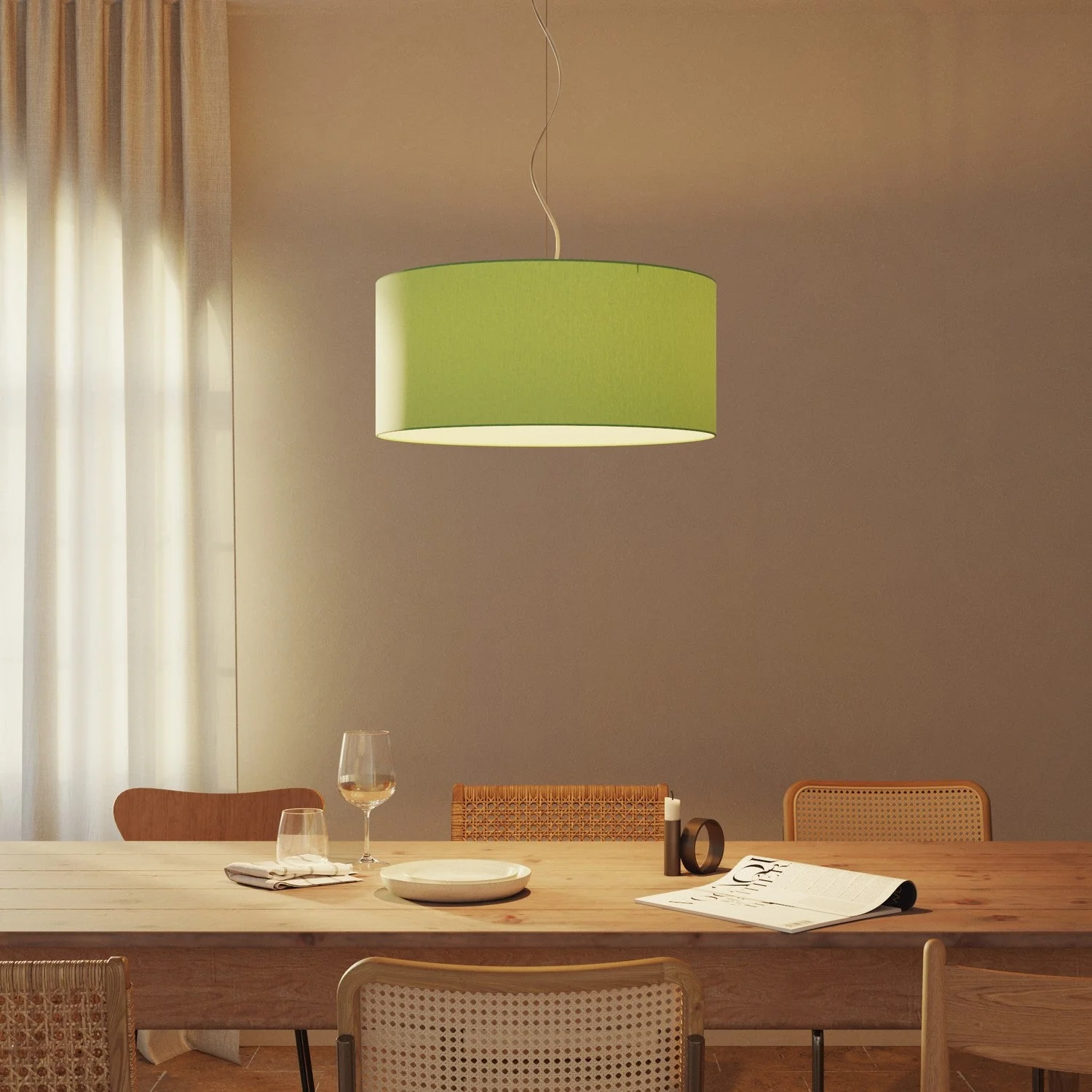 Zylinder XXL Schirm aus Stoff mit E27-Fassung – Made in Italy – Cinette Pistaziengrün - Image 2