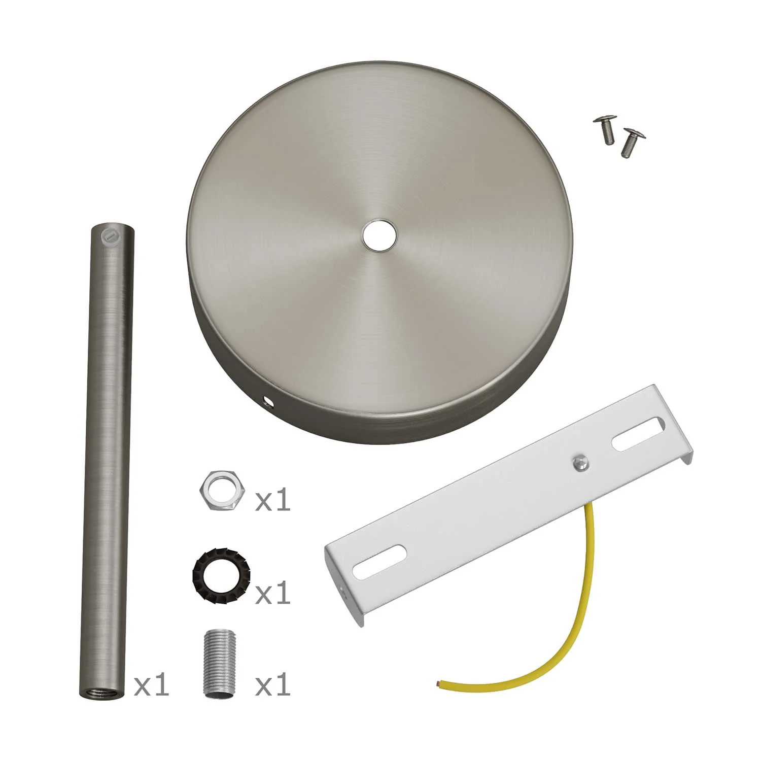 Zylindrisches Lampenbaldachin-Set aus Metall mit 15 cm Kabelzugentlastung – Satin-Titan - Image 3