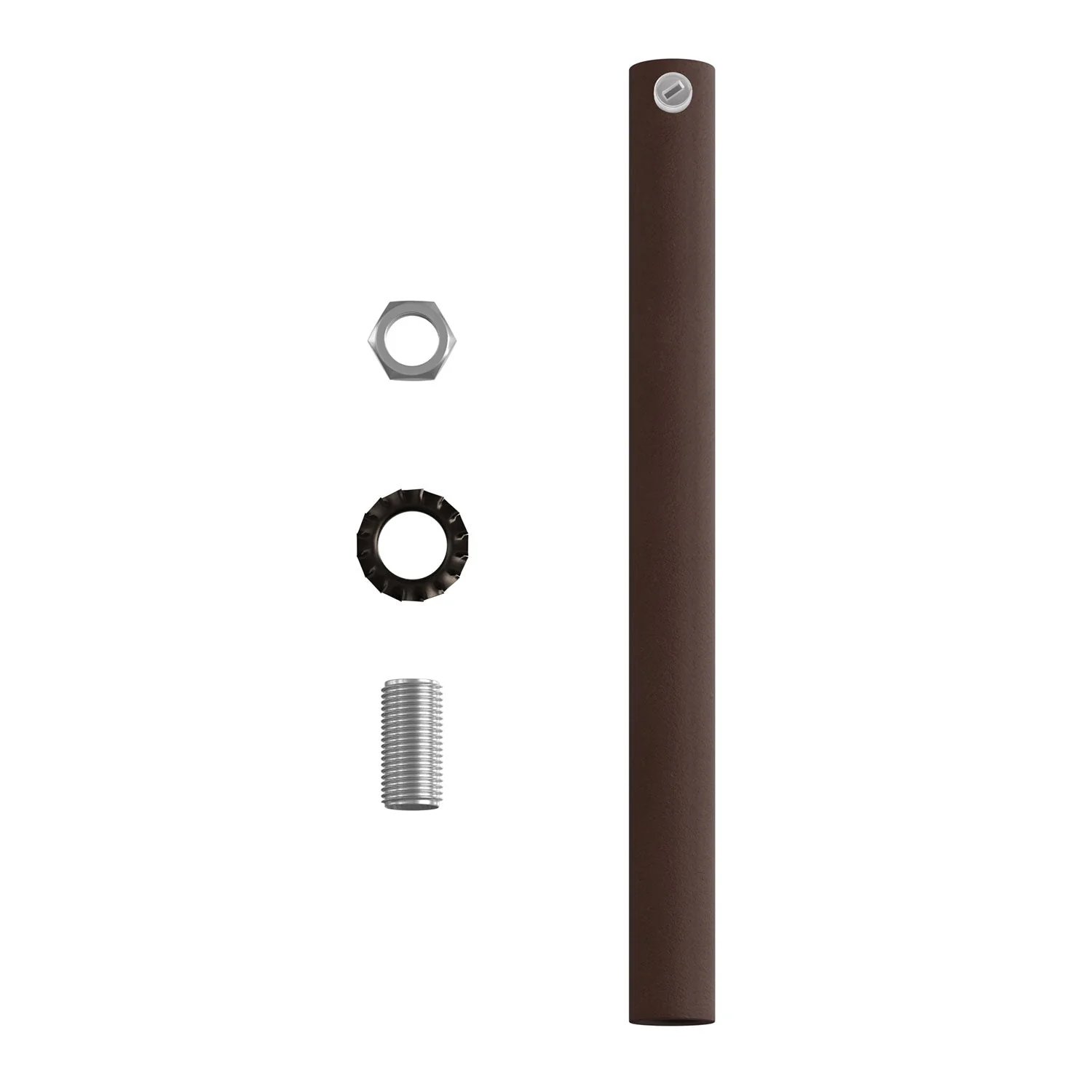 Zylindrische Metall-Zugentlastung 15 cm Länge mit Stange, Mutter und Scheibe – Dunkelrost lackiert - Image 4