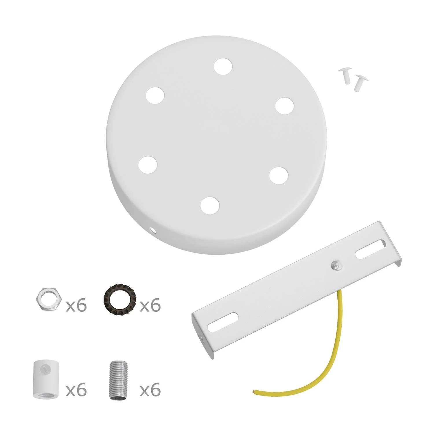 Kit zylindrischer Lampenbaldachin aus Metall mit 6 Löchern - Mattweiß - Image 6