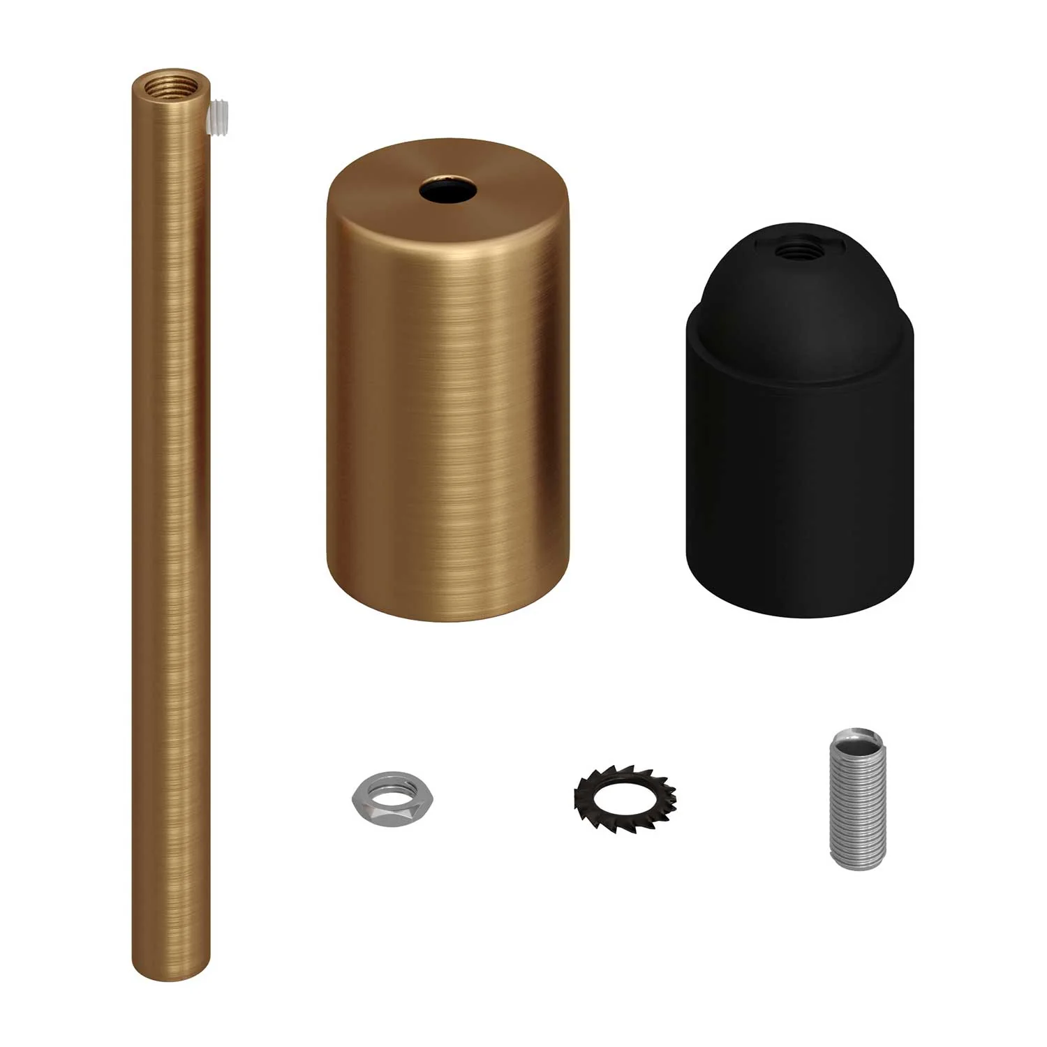 Zylindrisches Metall-UL-E26-Fassungsset mit 15 cm Zugentlastung – Gebürstete Bronze - Image 2