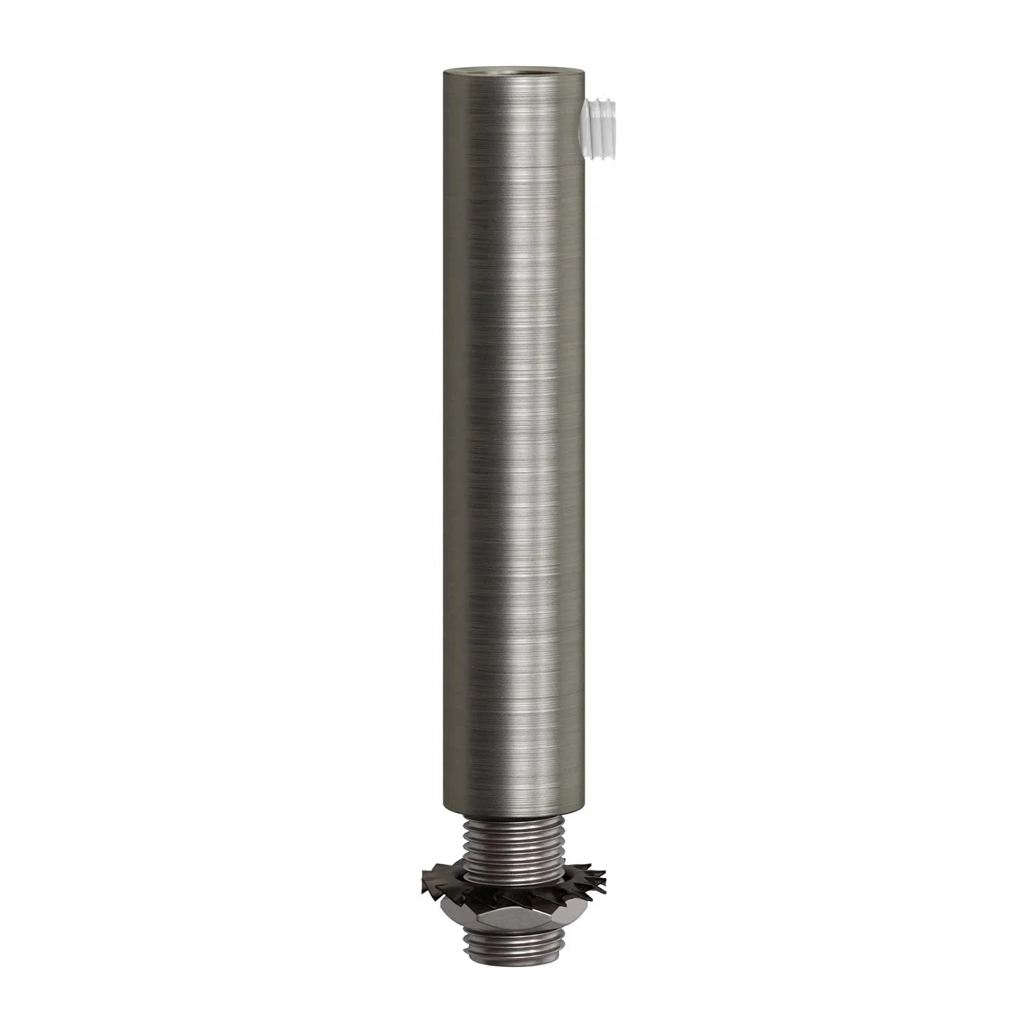 Zylindrische Metall-Zugentlastung, Länge 7 cm, komplett mit Stange, Mutter und Scheibe - Satiniertes Titan